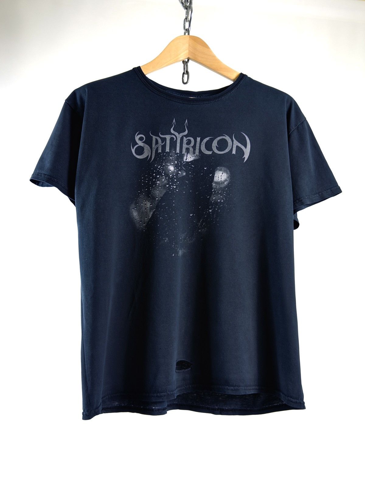 Band Tees 00s Vintage Satyricon Skull Distressed Black Metal Rock Tee Size US L / EU 52-54 / 3 - 1 Thumbnail