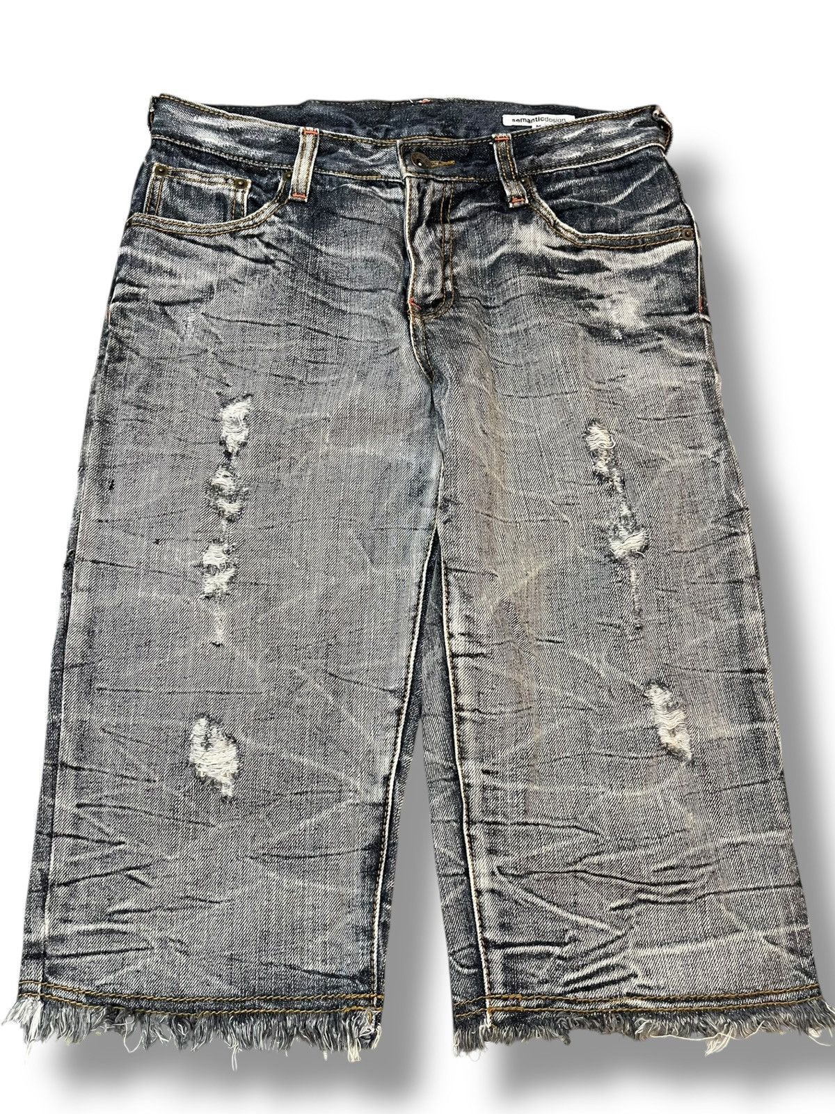 semanticdesign Vintage Semantic Design Shorts Grunge Distressed Denim Size US 29 - 1 Thumbnail