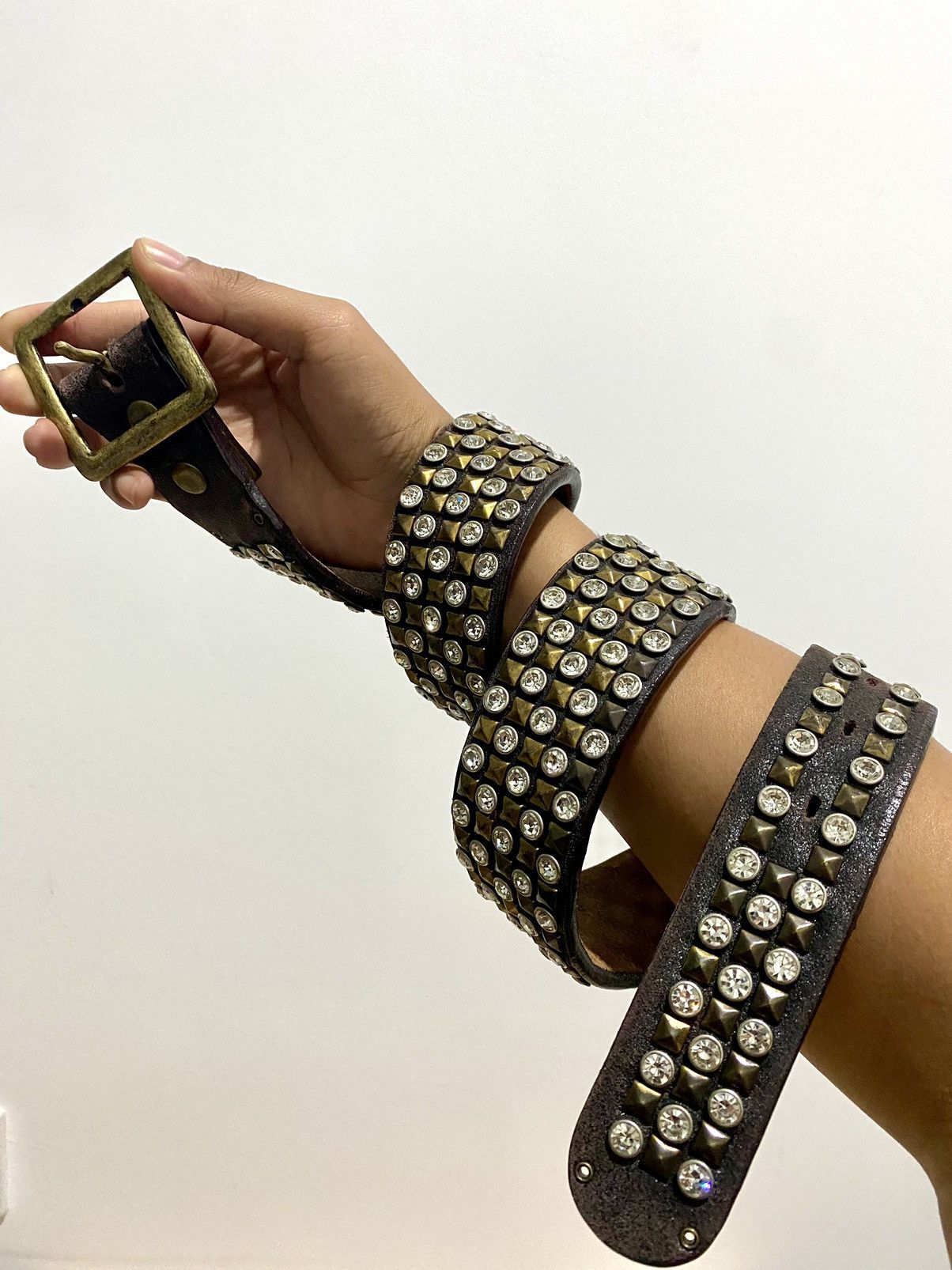 Japanese Brand Vintage Studded leather Belt Inspired BB SIMONS Size ONE SIZE - 5 Thumbnail