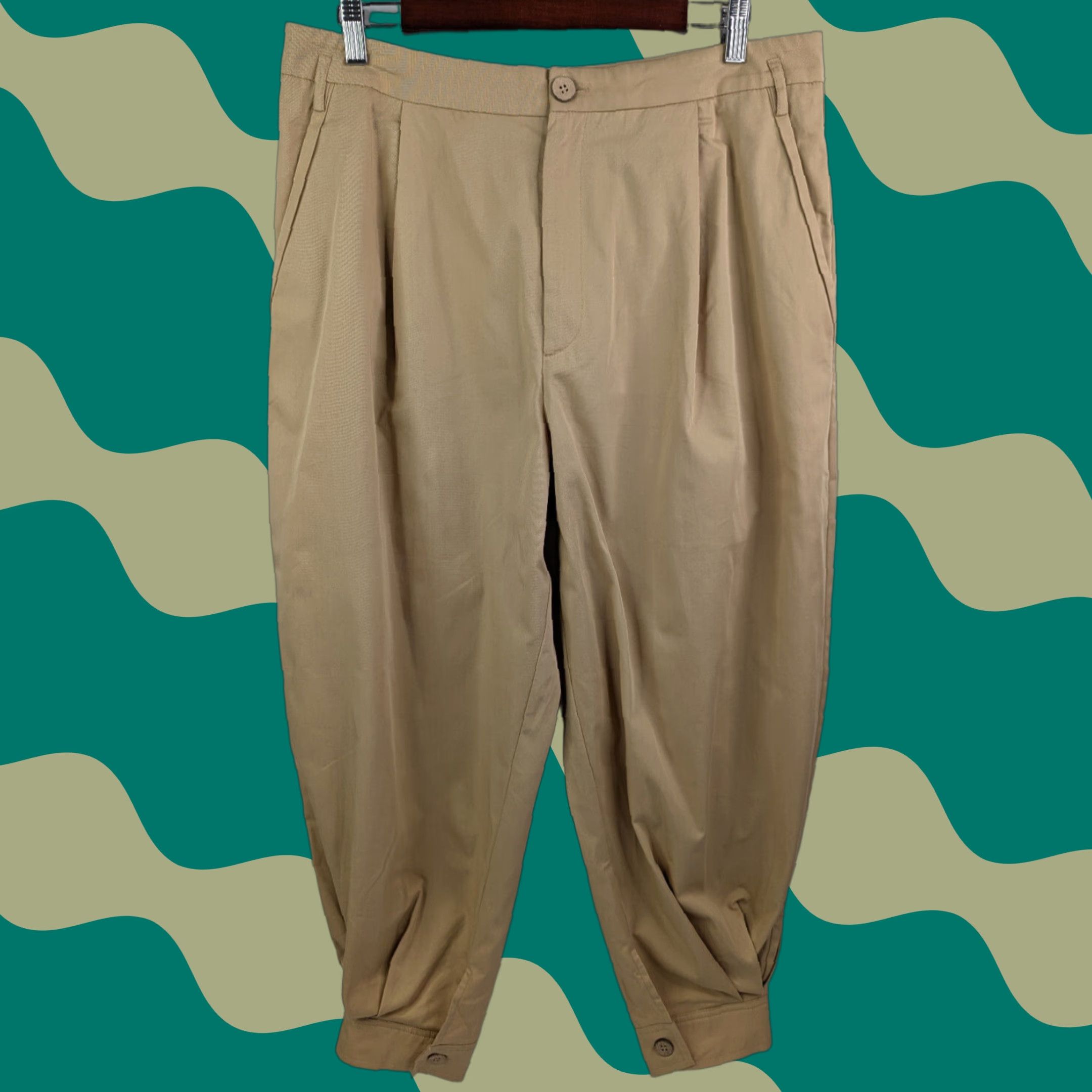 Free People VINTAGE Free People Lucia Trousers Pants Womens 12 Beige Cotton Harem Balloon OB1725148 Size 34" / US 12 / IT 48 - 1 Thumbnail