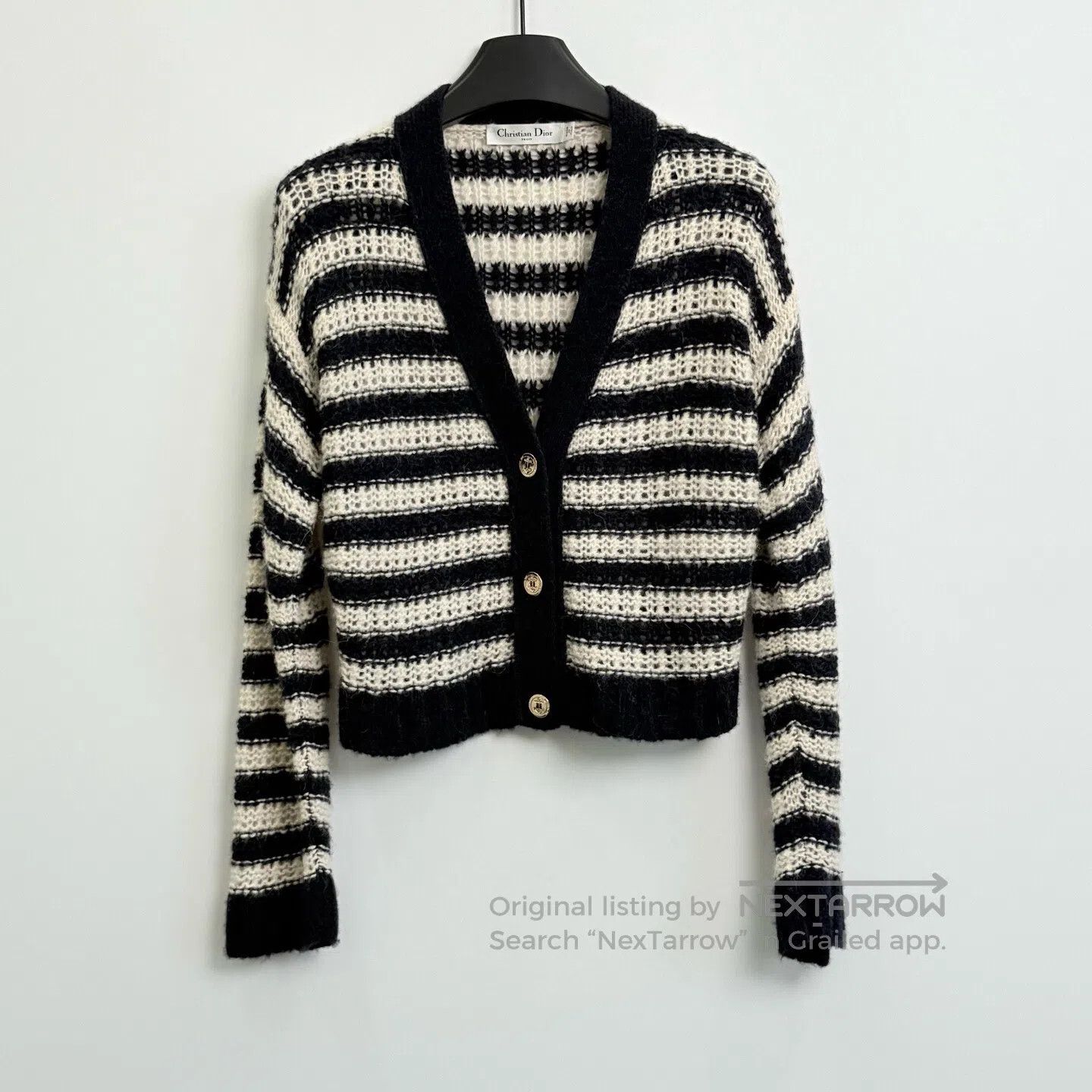 Dior Dior Striped V-Neck Long-Sleeve Knit Top| Size XS / US 0-2 / IT 36-38 - 1 Thumbnail