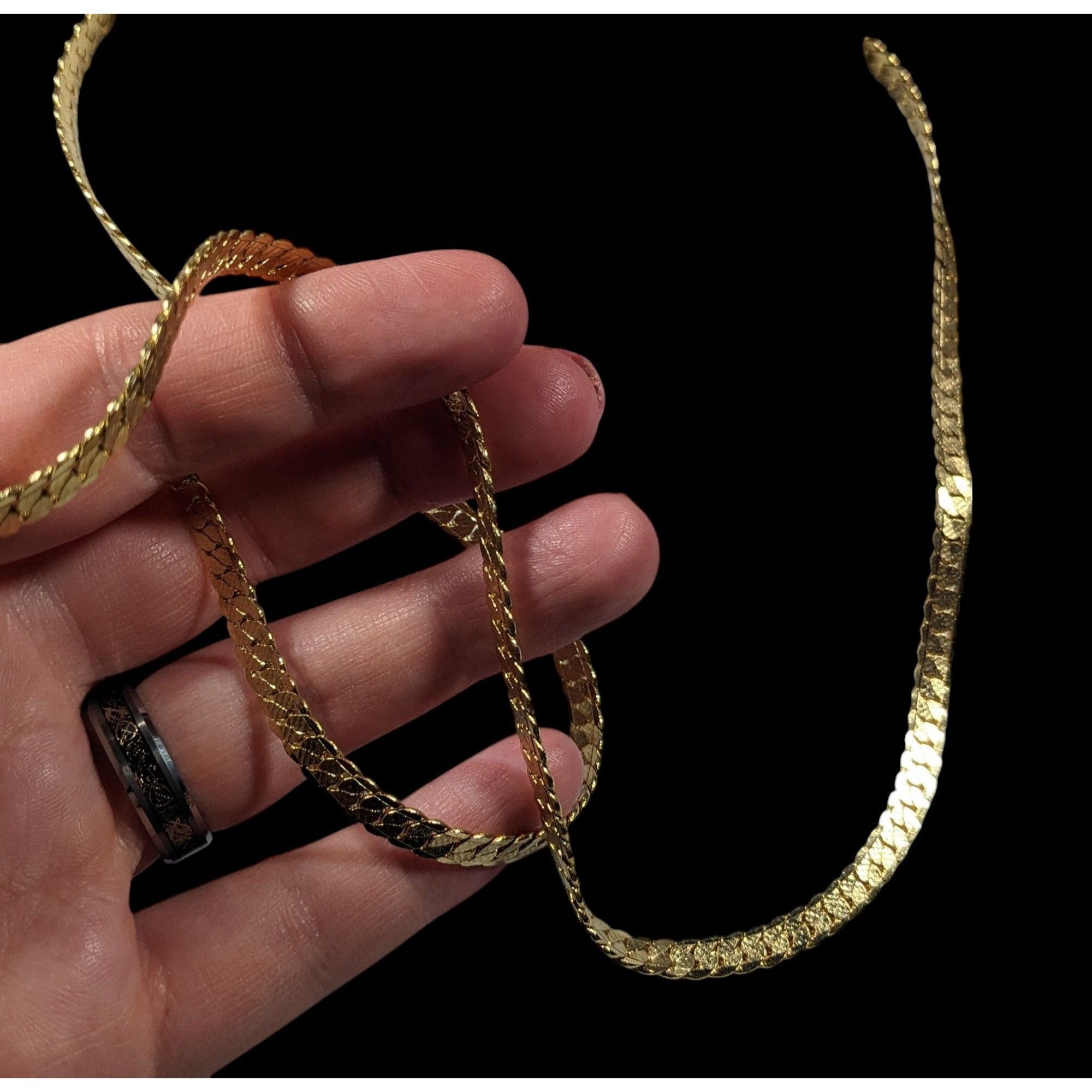 Other Bright Gold Tone Flattened Link Chain Necklace Size ONE SIZE - 6 Thumbnail