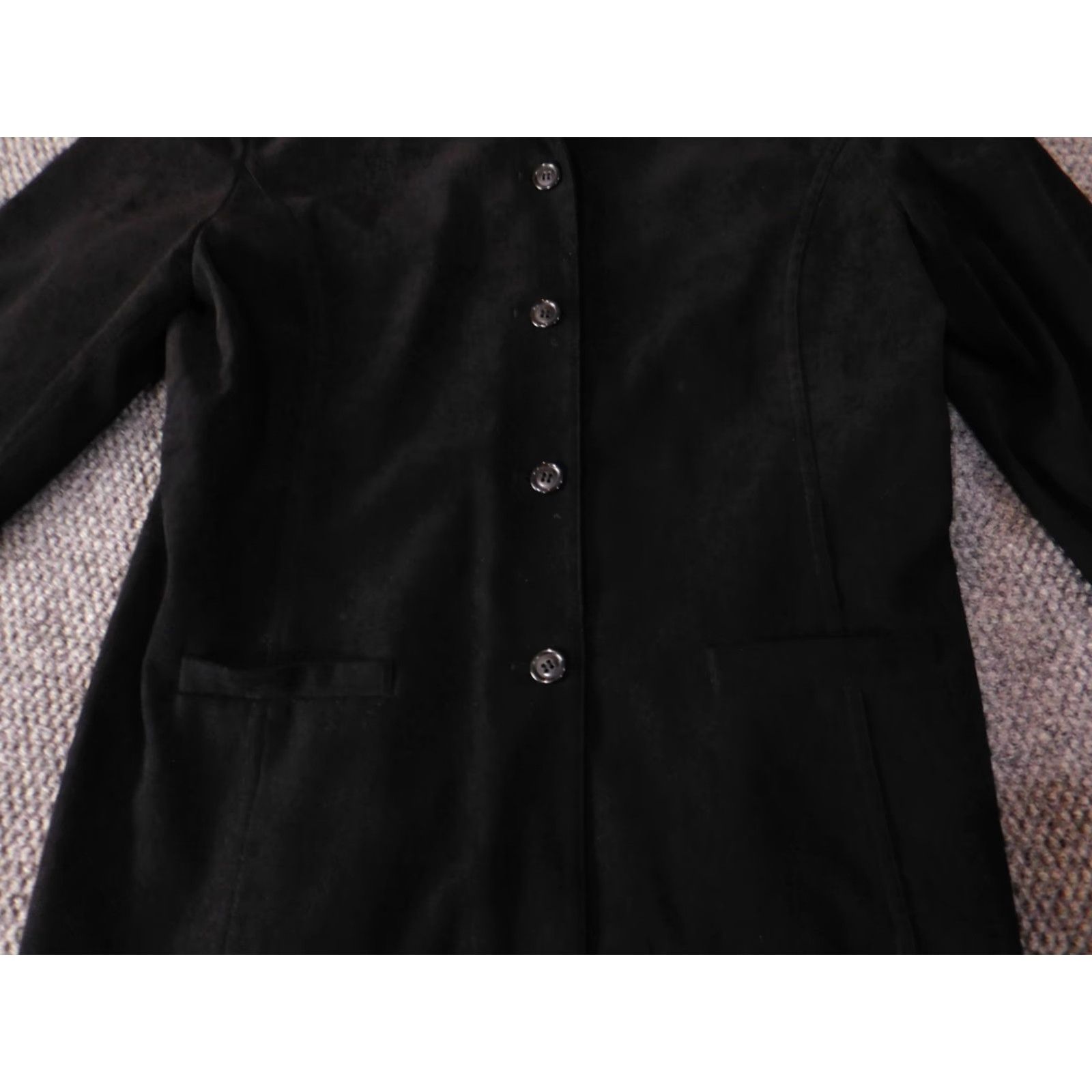 Talbots Talbots Jacket Black Strech Classic Trench Coat Medium Womens Polyester Button Long Sleeve Solid Mid-Length Casual Fall Spring Retro? Size M / US 6-8 / IT 42-44 - 6 Thumbnail