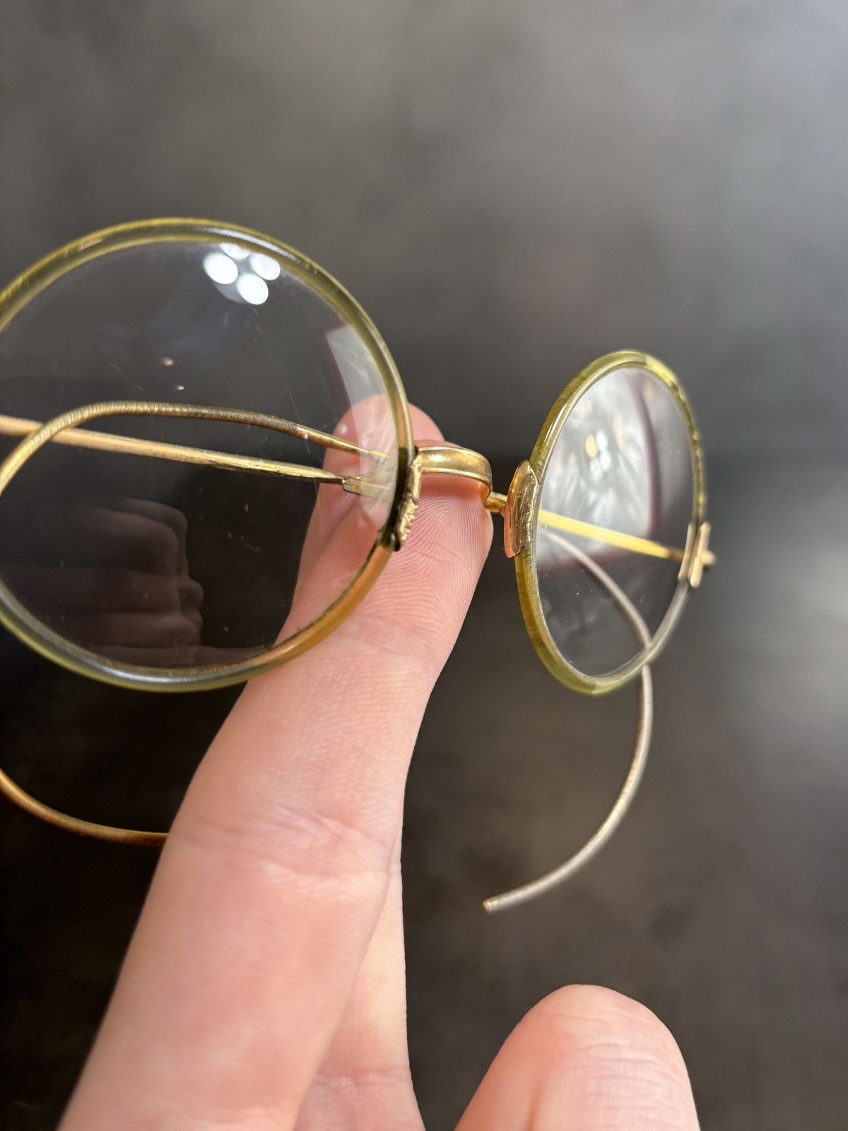 Shuron Antique Eyeglasses 1910s Shur-On Optical Gold F Round Frames Size ONE SIZE - 12 Thumbnail