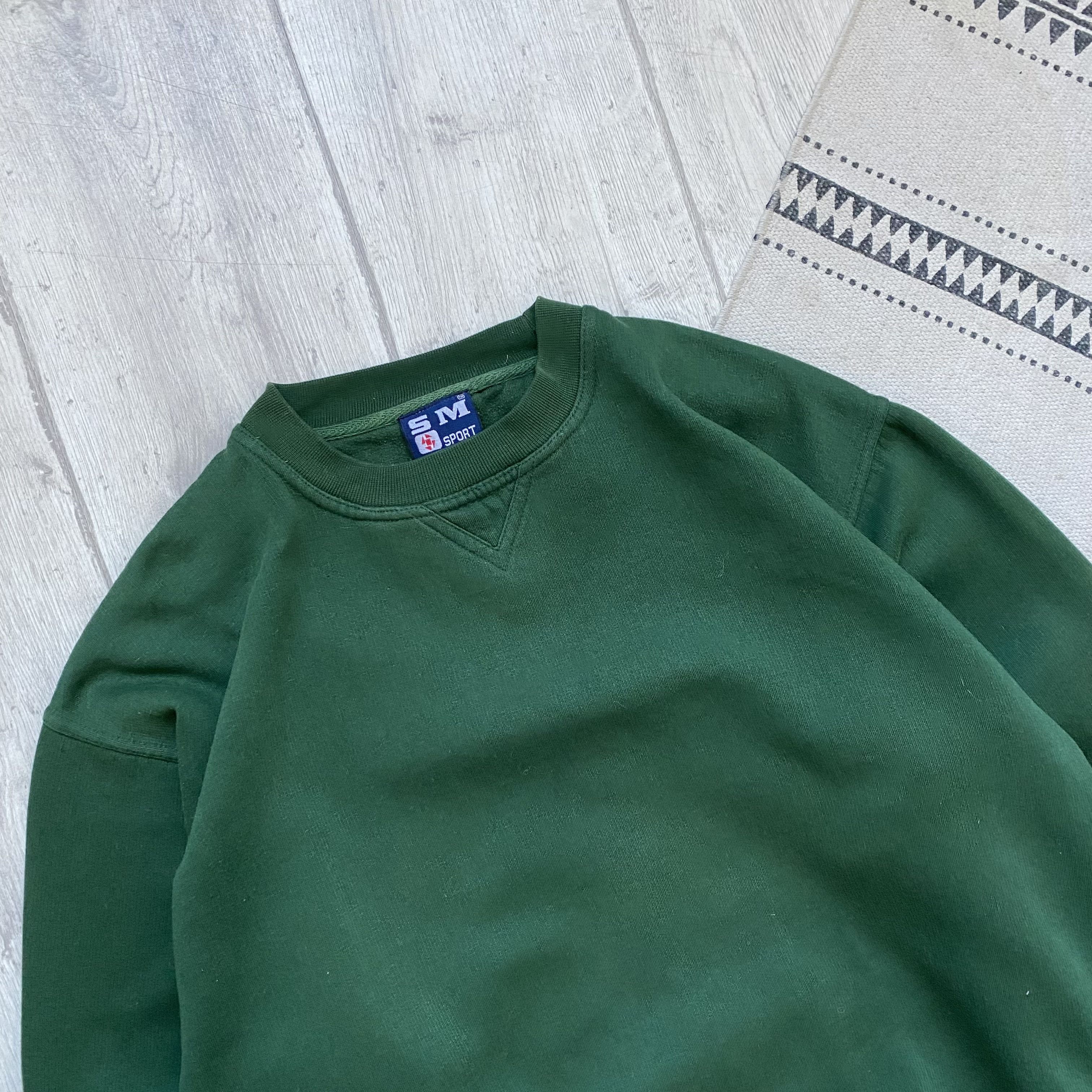 Hanes 🫑 Vintage 90s Blank Heavy Boxy sweatshirt green Y2K hoodie Size US M / EU 48-50 / 2 - 2 Thumbnail