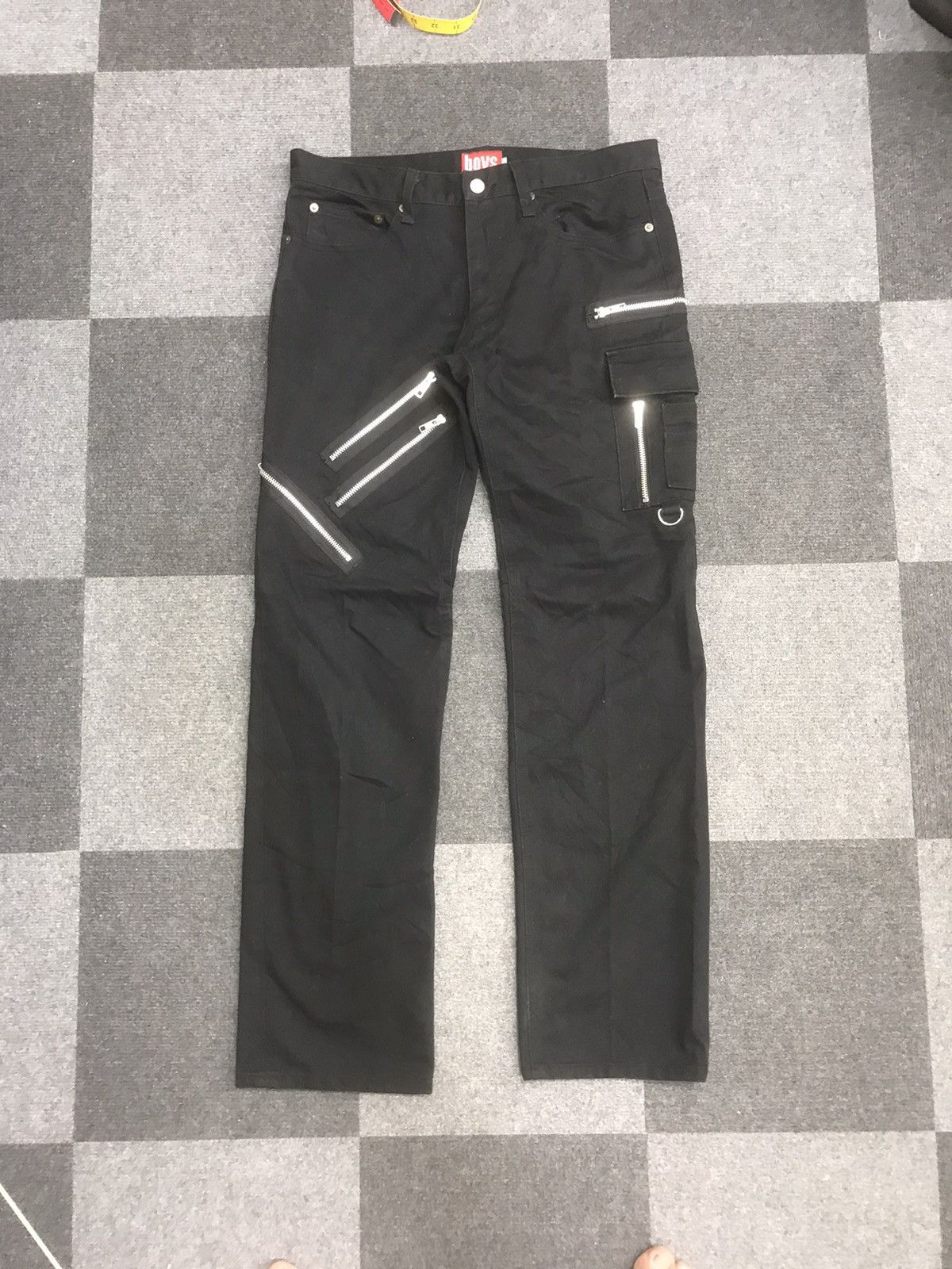 Japanese Brand BATSU Japanese Punk Studio Half Cargo Multizipper Denim Size US 32 / EU 48 - 1 Thumbnail