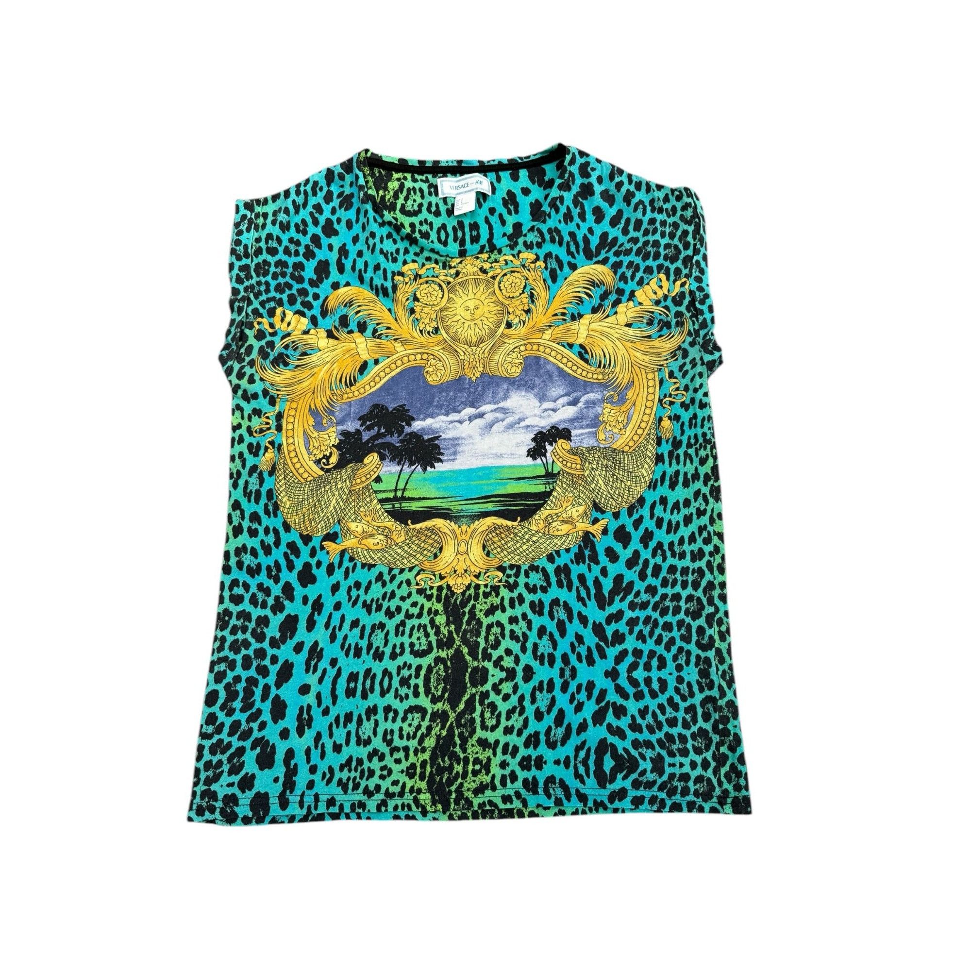 Versace Rare Green Leopard T-shirt Size US S / EU 44-46 / 1 - 1 Thumbnail