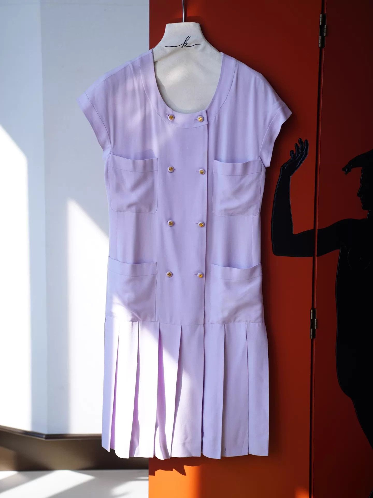 Chanel Chanel 90s Lilac Pleated Short Sleeve Dress FR38 Size S / US 4 / IT 40 - 2 Thumbnail