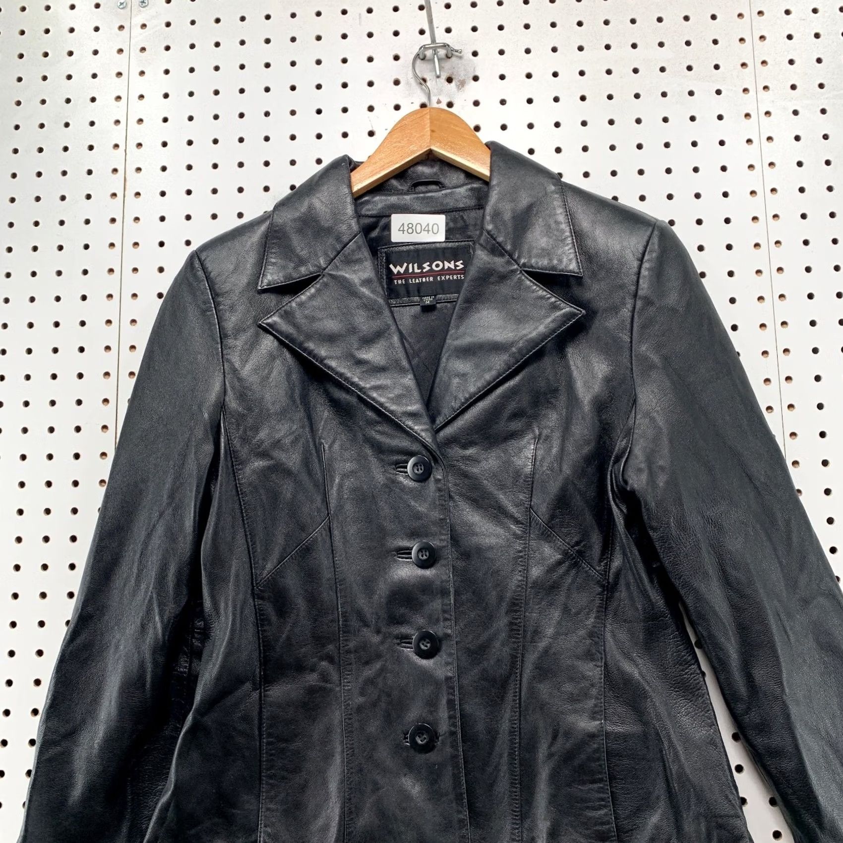 Wilson VINTAGE Wilson Leather Blazer Jacket Womens M Button Y2K Sports Coat Black Mid-Length Jacket Women Mens? Size M / US 6-8 / IT 42-44 - 4 Thumbnail