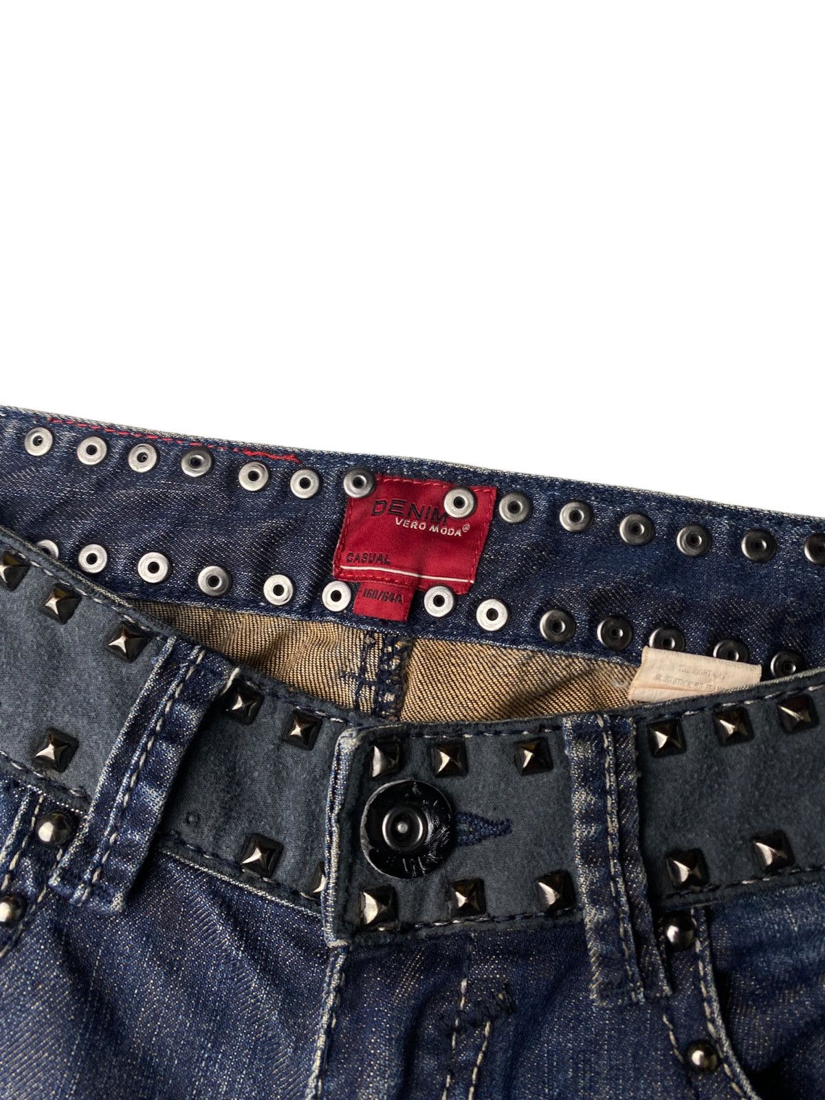 If Six Was Nine 2000's Veromoda Seawash Punk Studded Bootcut Jeans Size US 26 / EU 42 - 6 Thumbnail