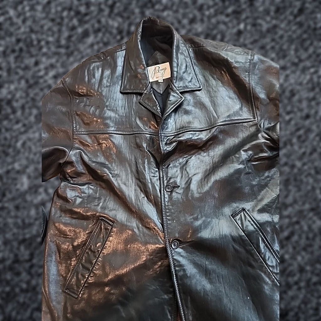 Vintage VINTAGE Remy Leather Jacket Mens Black Button Front Made in USA Coat Size US S / EU 44-46 / 1 - 1 Thumbnail