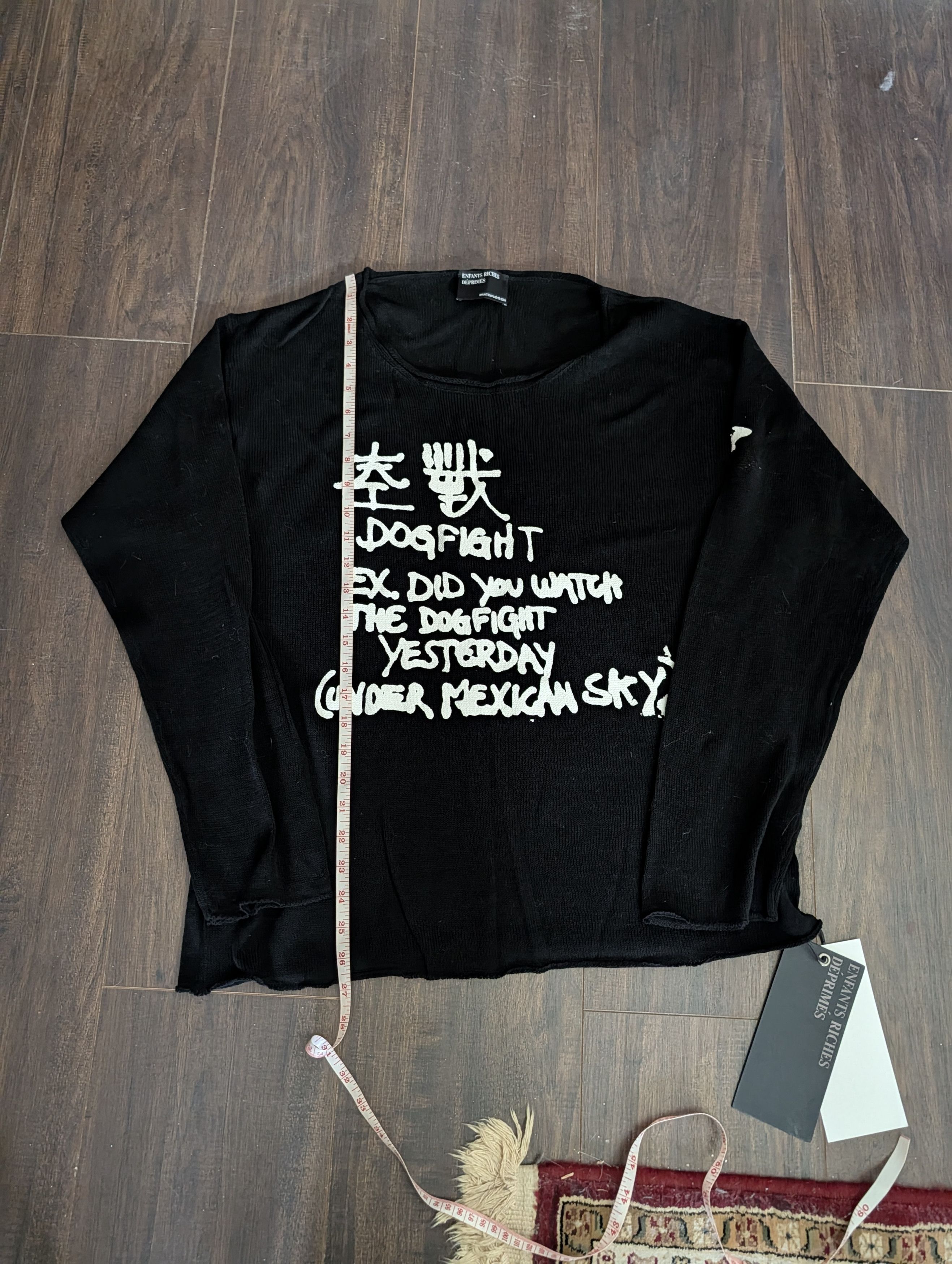 Enfants Riches Deprimes GRAIL Dog Fight Black Viscose Open Knit Sweater Large w Tags Size US L / EU 52-54 / 3 - 19 Thumbnail