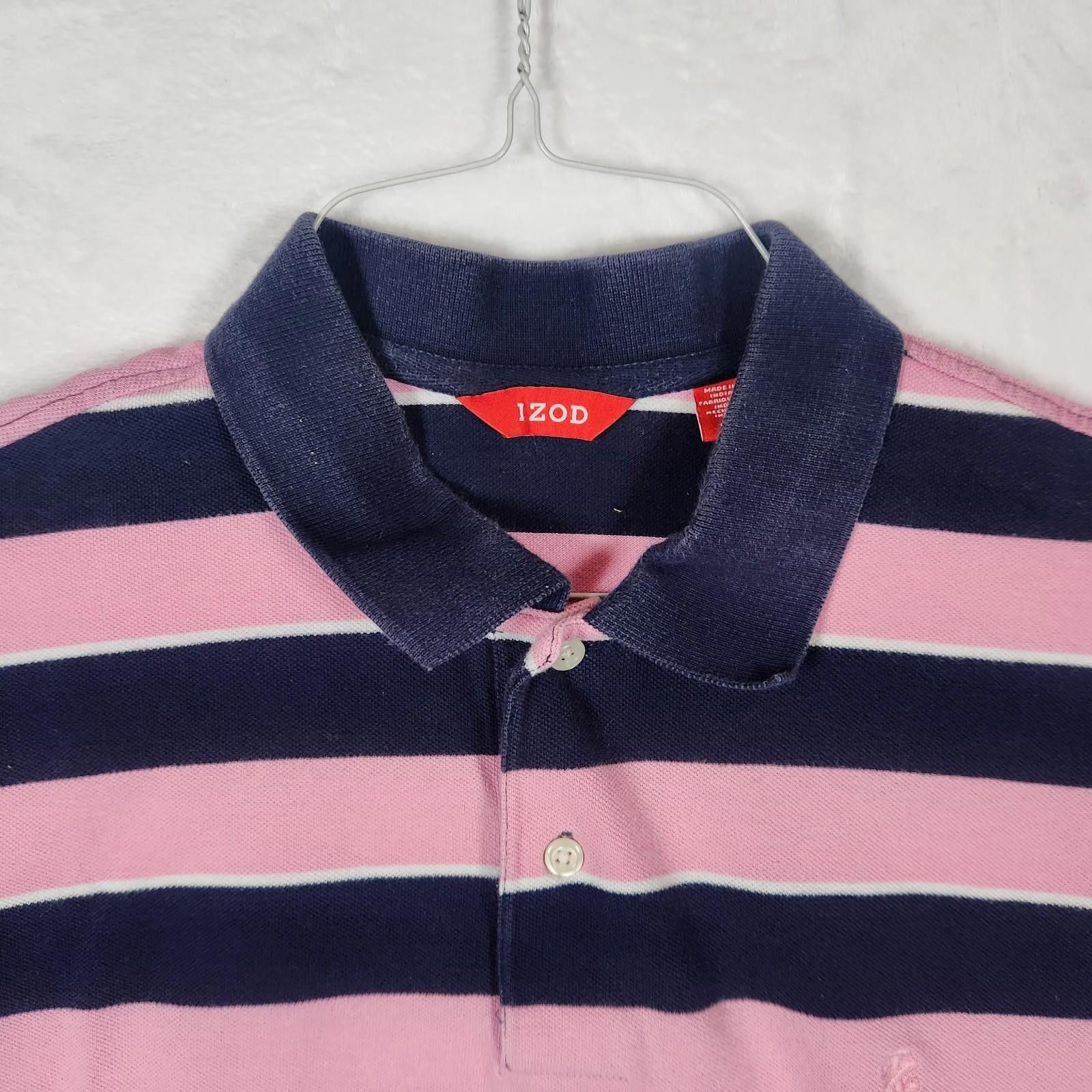 Izod Izod Striped Polo Shirt Pink Blue Mens Size Large Size US L / EU 52-54 / 3 - 4 Thumbnail