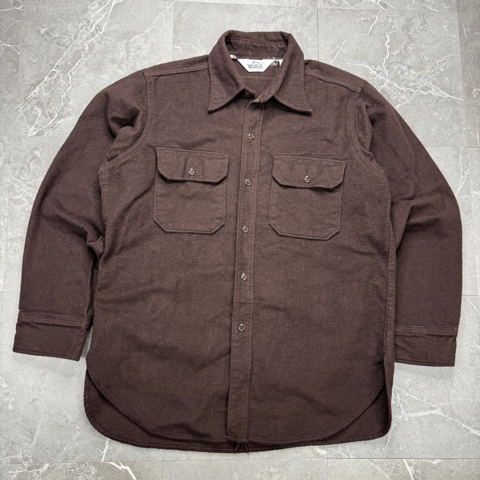Woolrich Woolen Mills Vintage 90s Woolrich Dark Brown Wool Button Down Shirt Size US L / EU 52-54 / 3 - 2 Thumbnail