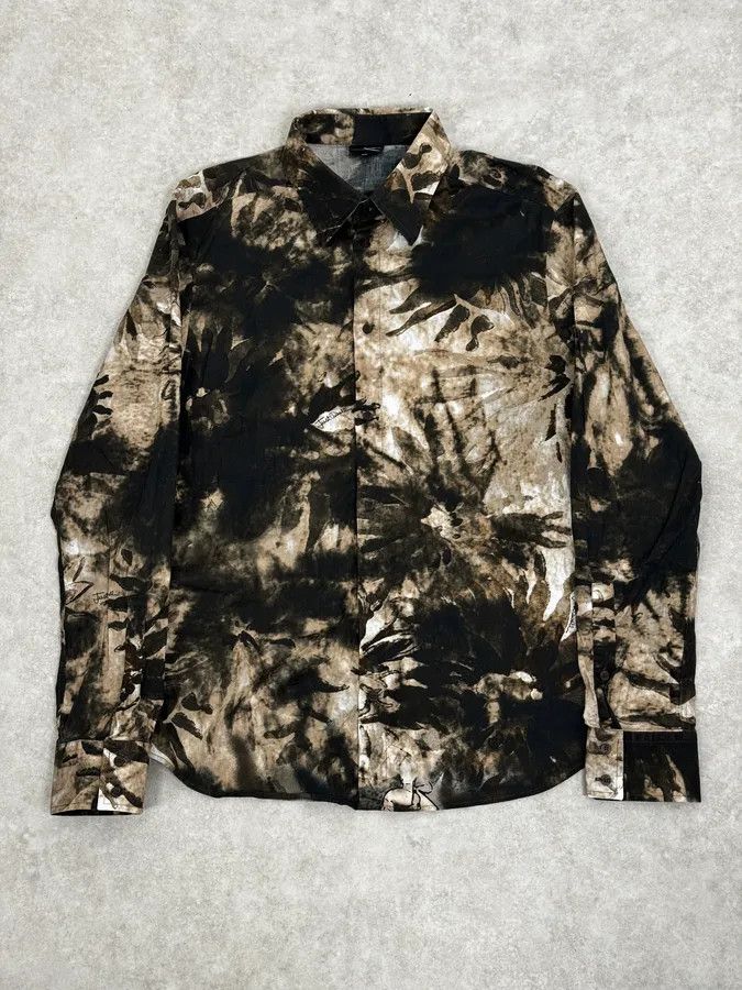 Roberto Cavalli AW2010 Cavalli Handpaint Bleached Brown & Beige Shirt Size US M / EU 48-50 / 2 - 1 Thumbnail