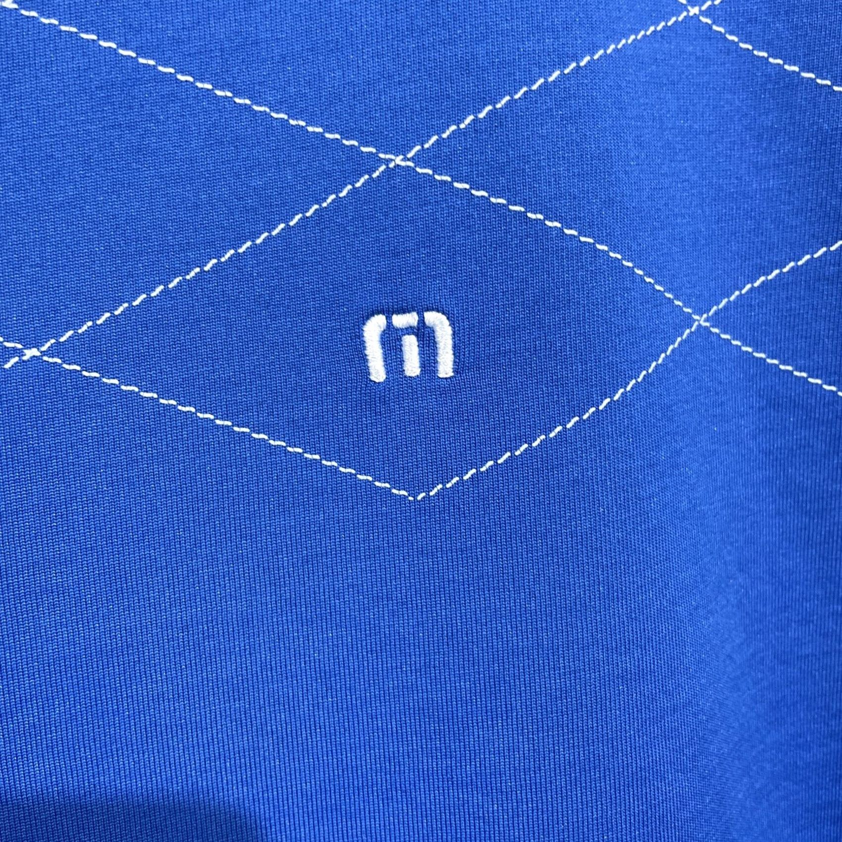 TravisMathew Travis Matthew Polo Shirt XL Men Short Sleeve Knit Striped Blue Logo Embroidered Button Collared Golf Shirt Size US XL / EU 56 / 4 - 7 Thumbnail