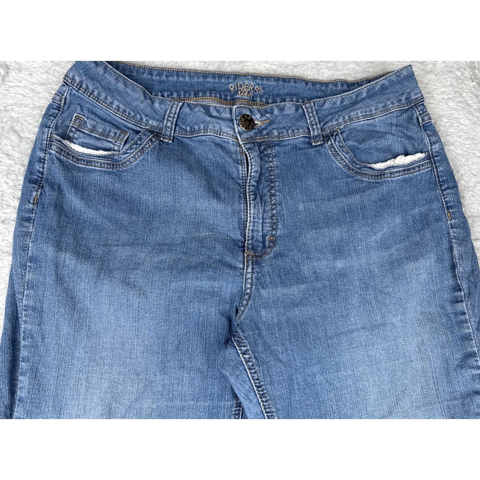 Vintage Riders by Lee Jeans Womens Bootcut Denim 32x31 Medium Blue Mid Rise 5-Pocket Embroidered Studded Modern Stretch Size 24" / US 00 / IT 34 - 4 Thumbnail