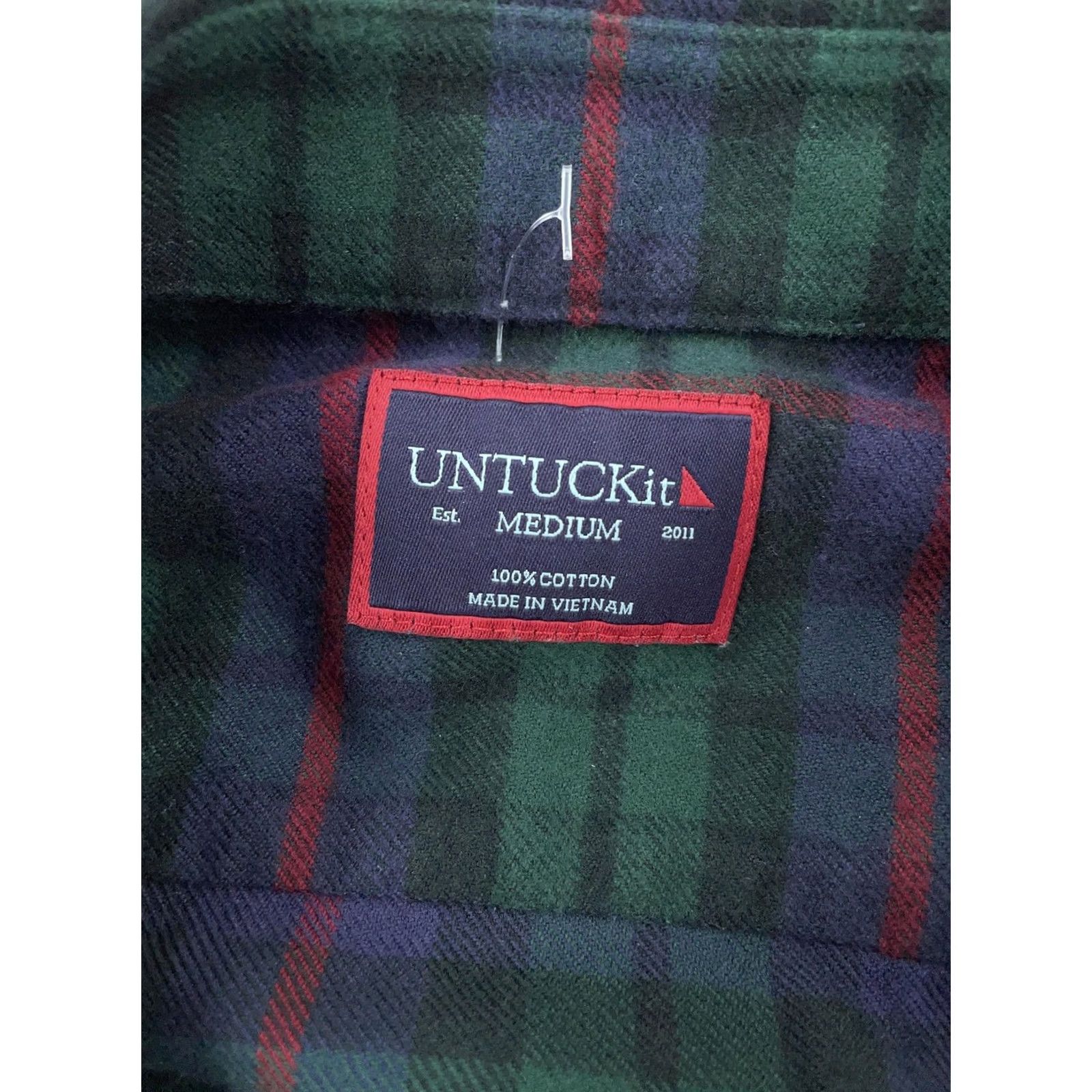 UNTUCKit UNTUCKit Shirt Mens Medium Green Navy Plaid Collared Button Down Flannel 100% Cotton Casual Long Sleeve Vintage No Size US M / EU 48-50 / 2 - 7 Thumbnail