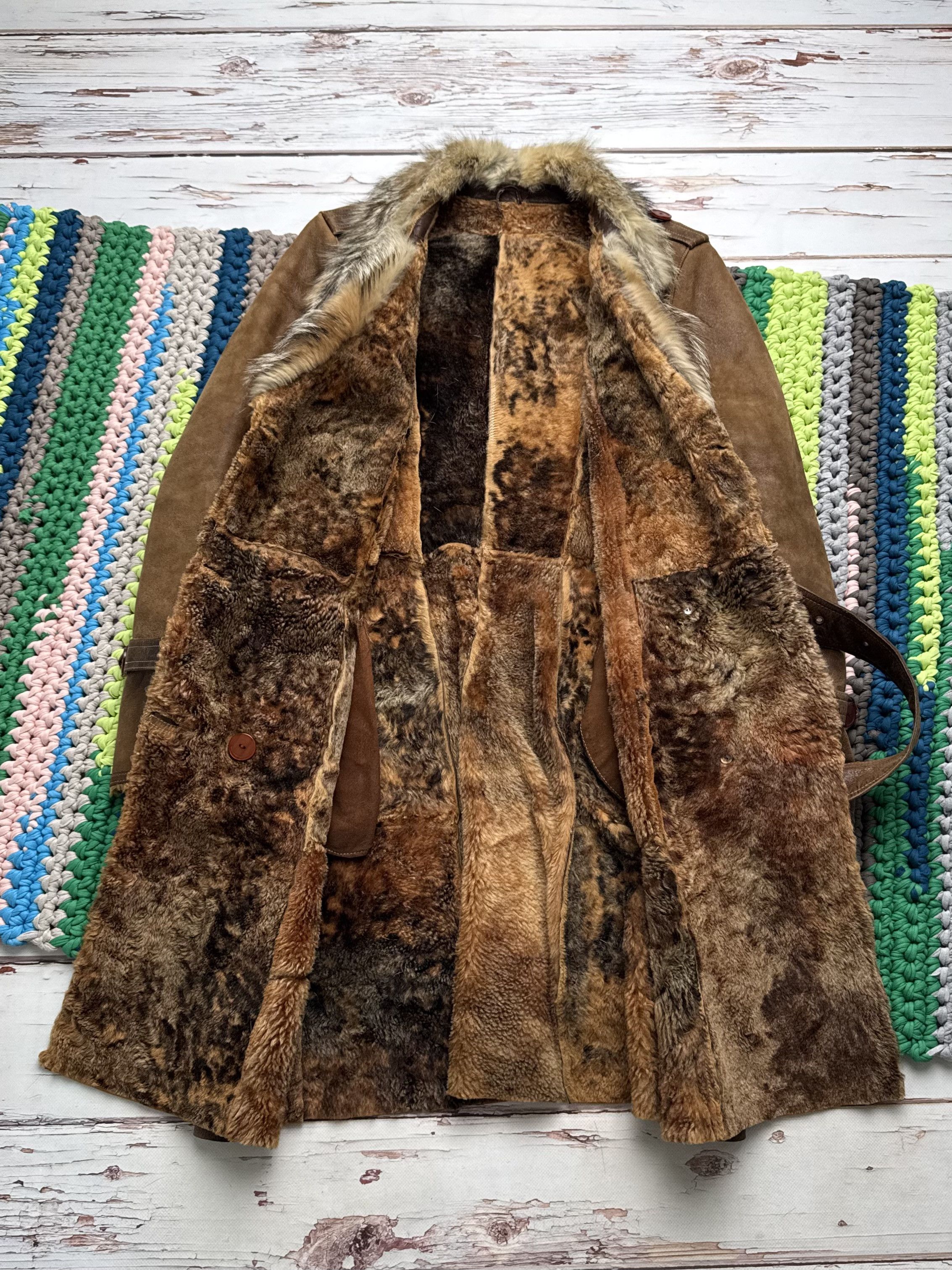 Vintage Vintage Brown Sheepskin Coat Belted Long Winter Size M / US 6-8 / IT 42-44 - 16 Thumbnail