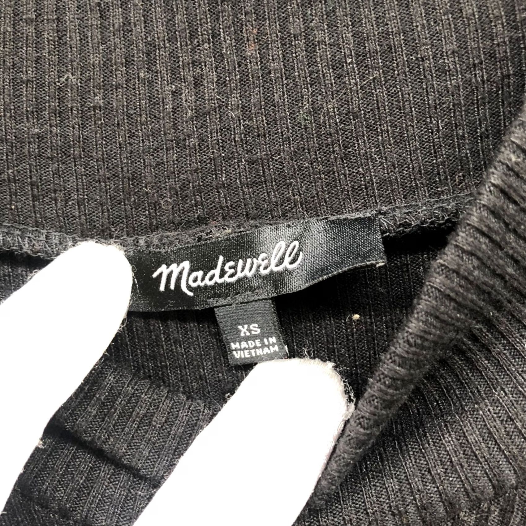 Madewell Madewell Long Sleeve Ribbed Mini Dress XS Black Mock Neck Pleated A-Line Women's Xs Dress Size XS / US 0-2 / IT 36-38 - 5 Thumbnail