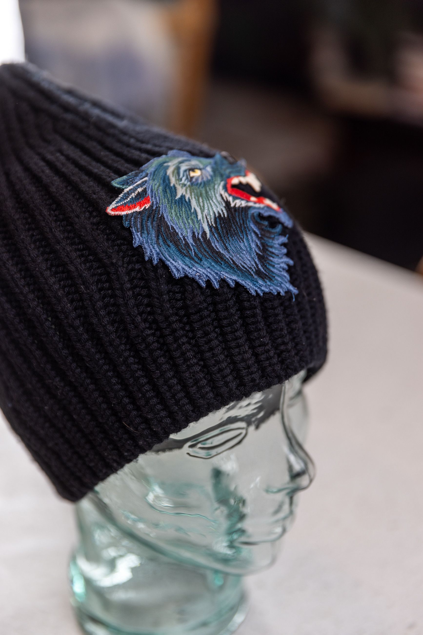 Gucci Gucci wolf motif beanie wool Size ONE SIZE - 3 Thumbnail