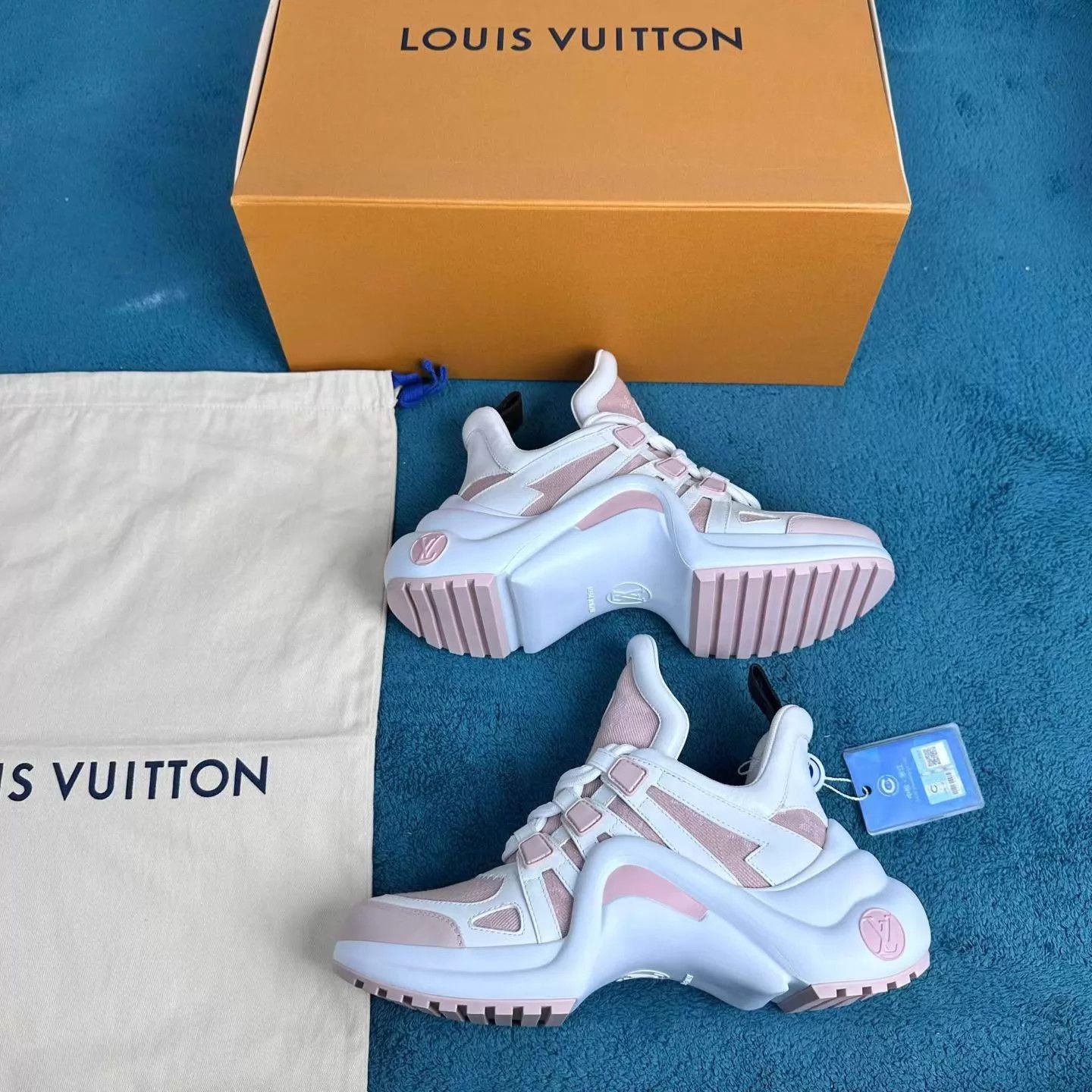 Louis Vuitton LV 1.0 Dad Sneakers Printed Canvas White Pink 36 Size US 5.5 / IT 35.5 - 2 Thumbnail