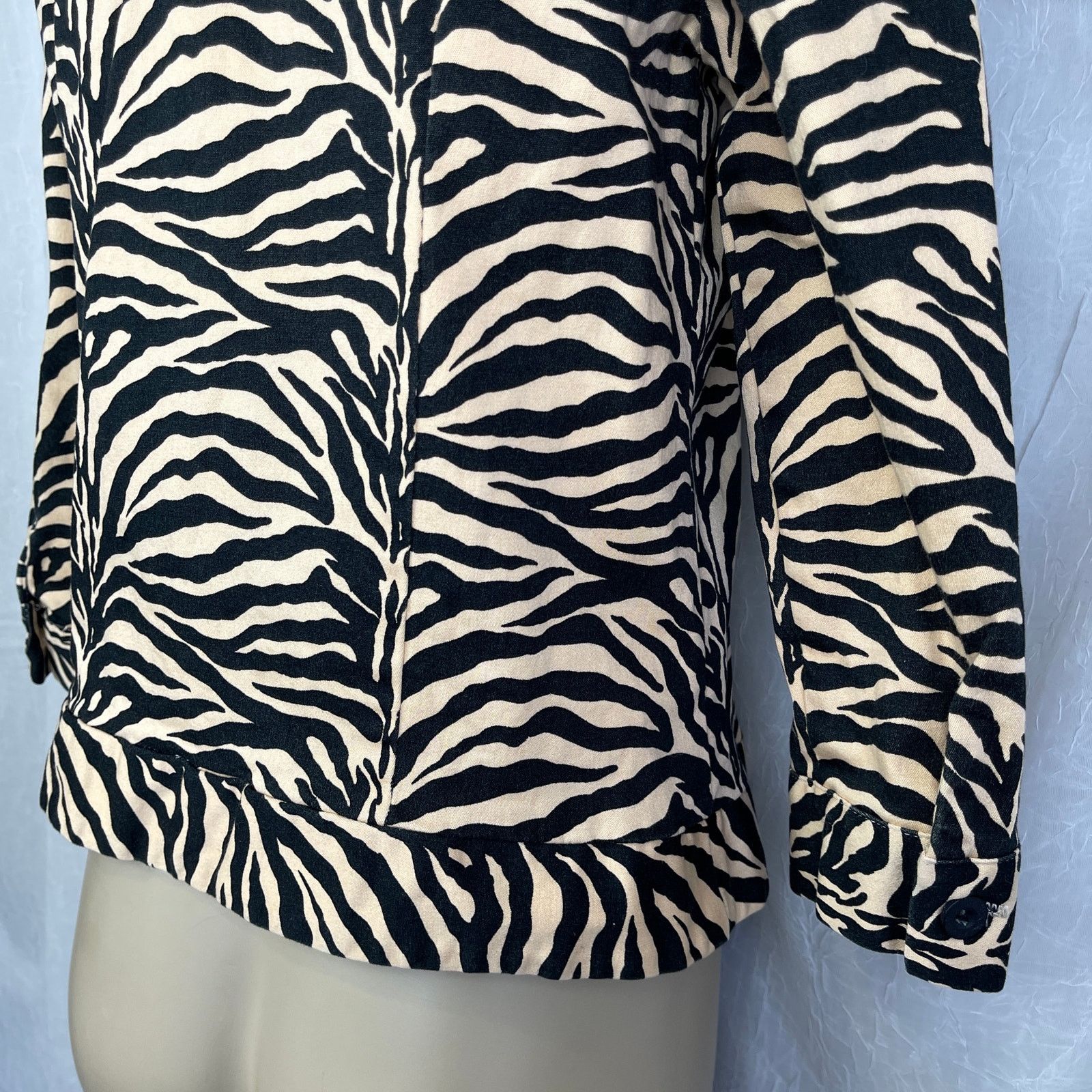 Vintage VTG Allison Taylor Tan Black Cropped Jacket Zebra Tiger XS/S Size XS / US 0-2 / IT 36-38 - 13 Thumbnail