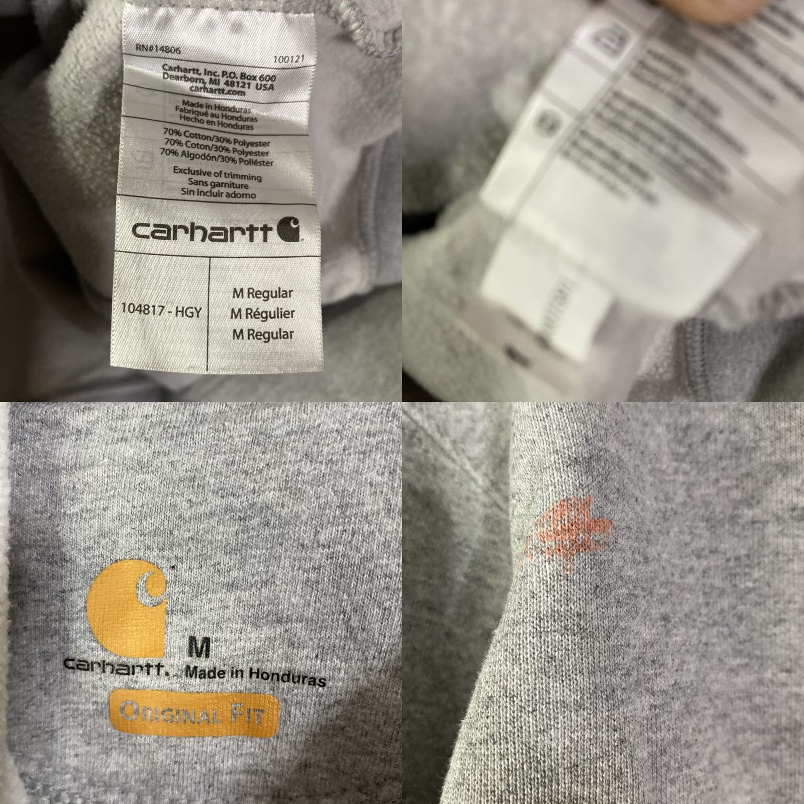 Carhartt VINTAGE Carhartt Original Fit Distressed Hoodie Mens M Gray 104817 23x28 Grunge Look Size US M / EU 48-50 / 2 - 10 Thumbnail