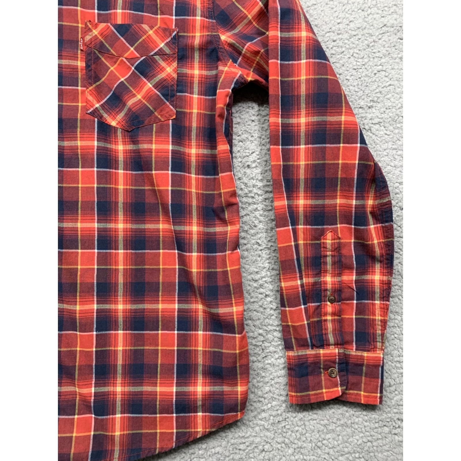 Levi's VINTAGE Levi’s Western Shirt Logo Plaid Button-Down 1 Pocket Red Blue Mens L Shirt Size US L / EU 52-54 / 3 - 4 Thumbnail