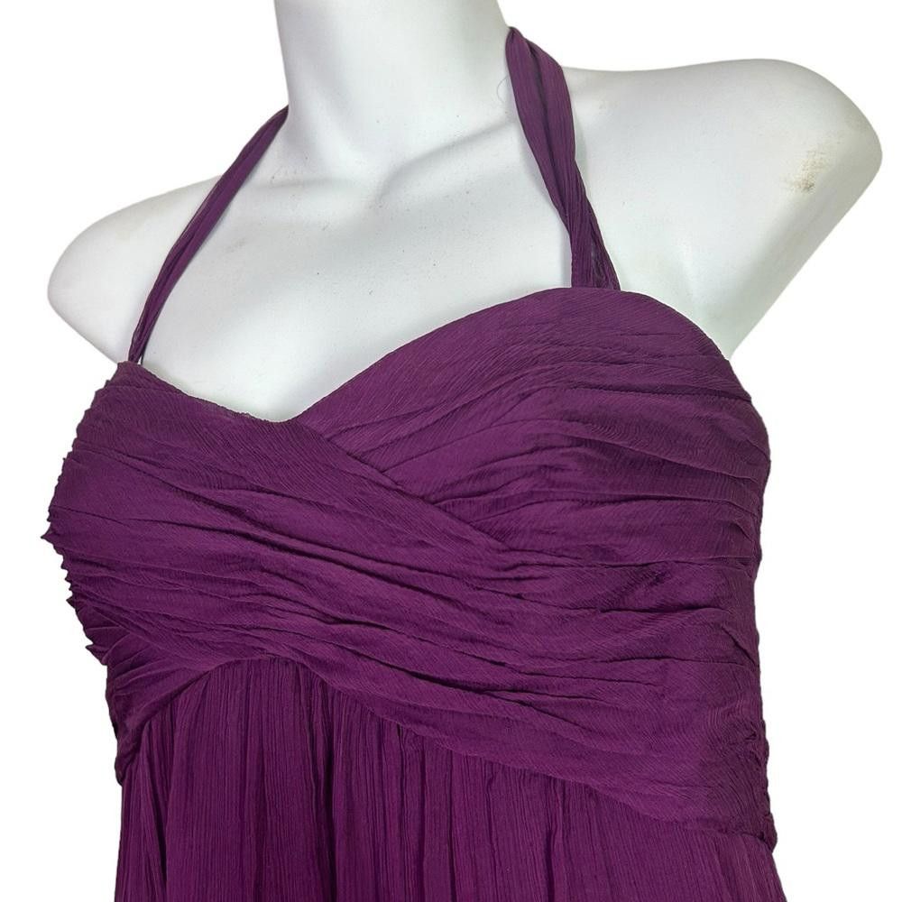 Designer Amsale l 100% Silk Purple Halter Maxi Gown Size 8 Size M / US 6-8 / IT 42-44 - 3 Thumbnail