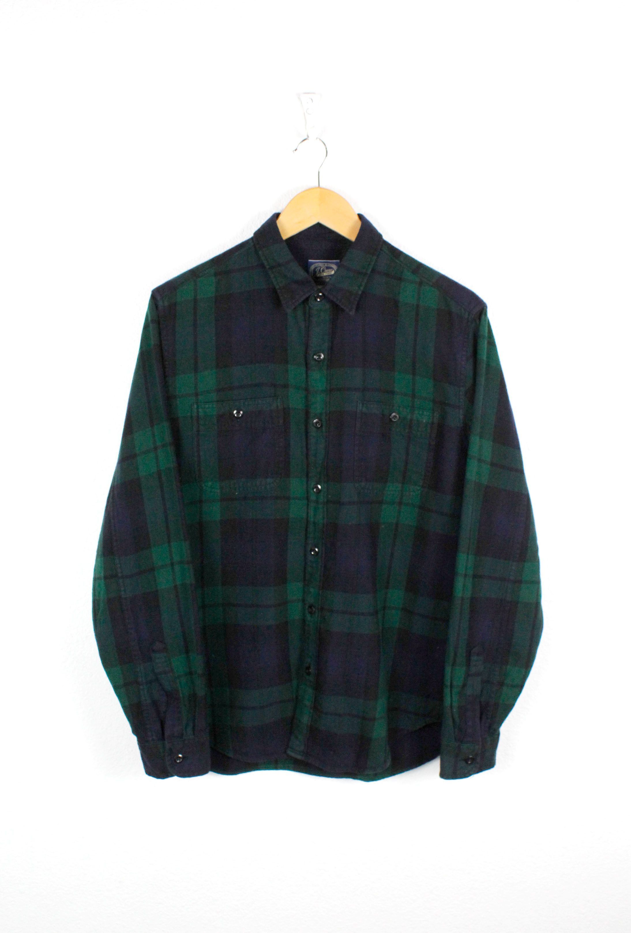 Flannel × J.Crew J.Crew Green Plaid Check Flannel Shirt Size US M / EU 48-50 / 2 - 1 Thumbnail