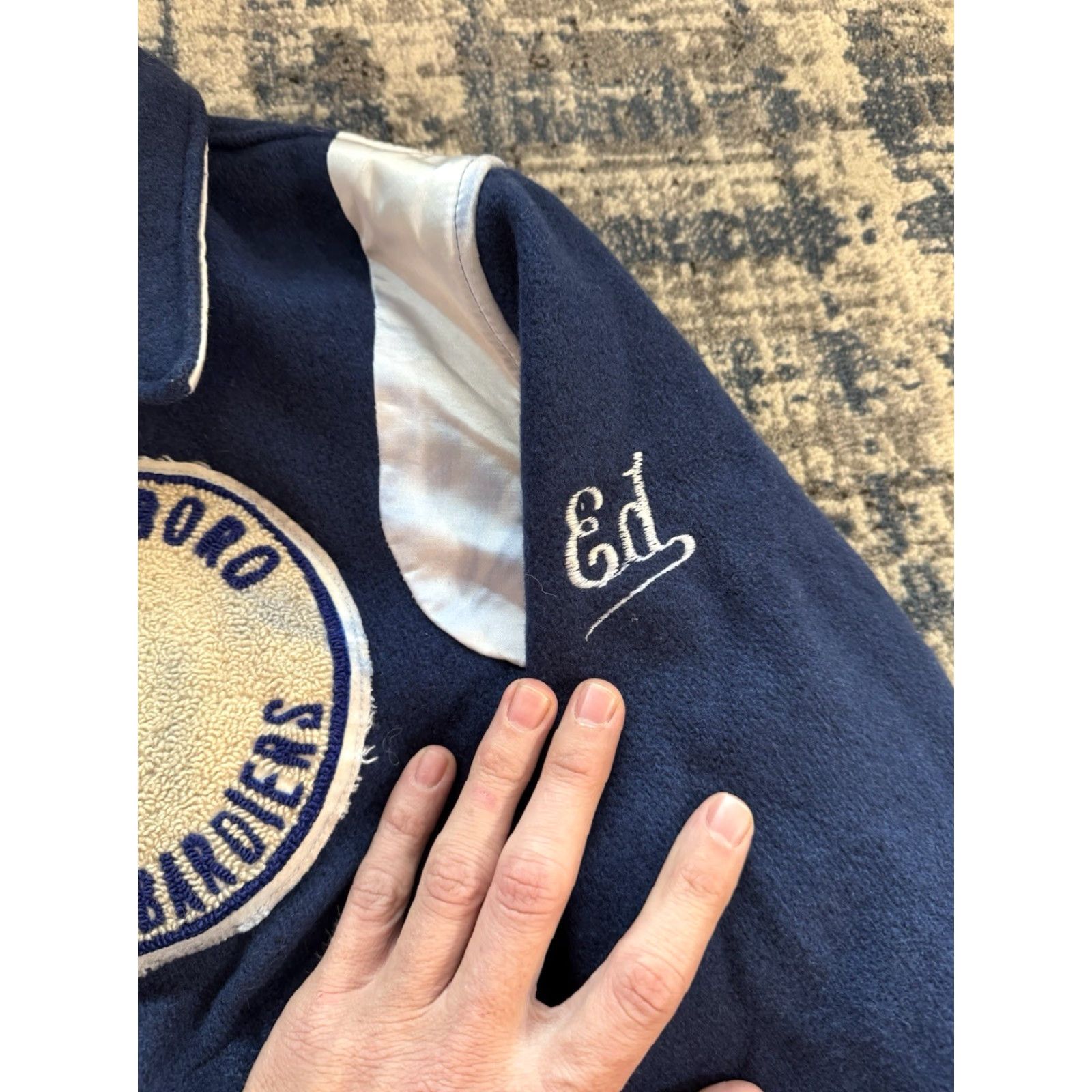 Vintage VINTAGE Attleboro Blue Bombardiers Football Varsity Jacket L Massachusetts 1940s Wool 100% Blue Letterman Long Sleeve Casual Men’s Chargers? Size US L / EU 52-54 / 3 - 3 Thumbnail