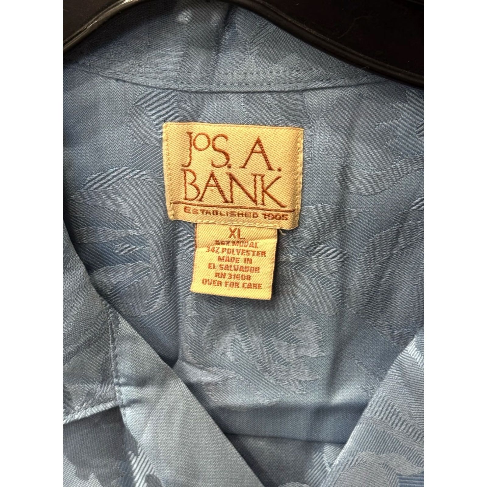 Vintage Jos A Bank Blue Floral SHORT SLEEVE BUTTON UP SHIRT XL Extra Large Poly Blend Mens Size US XL / EU 56 / 4 - 6 Thumbnail