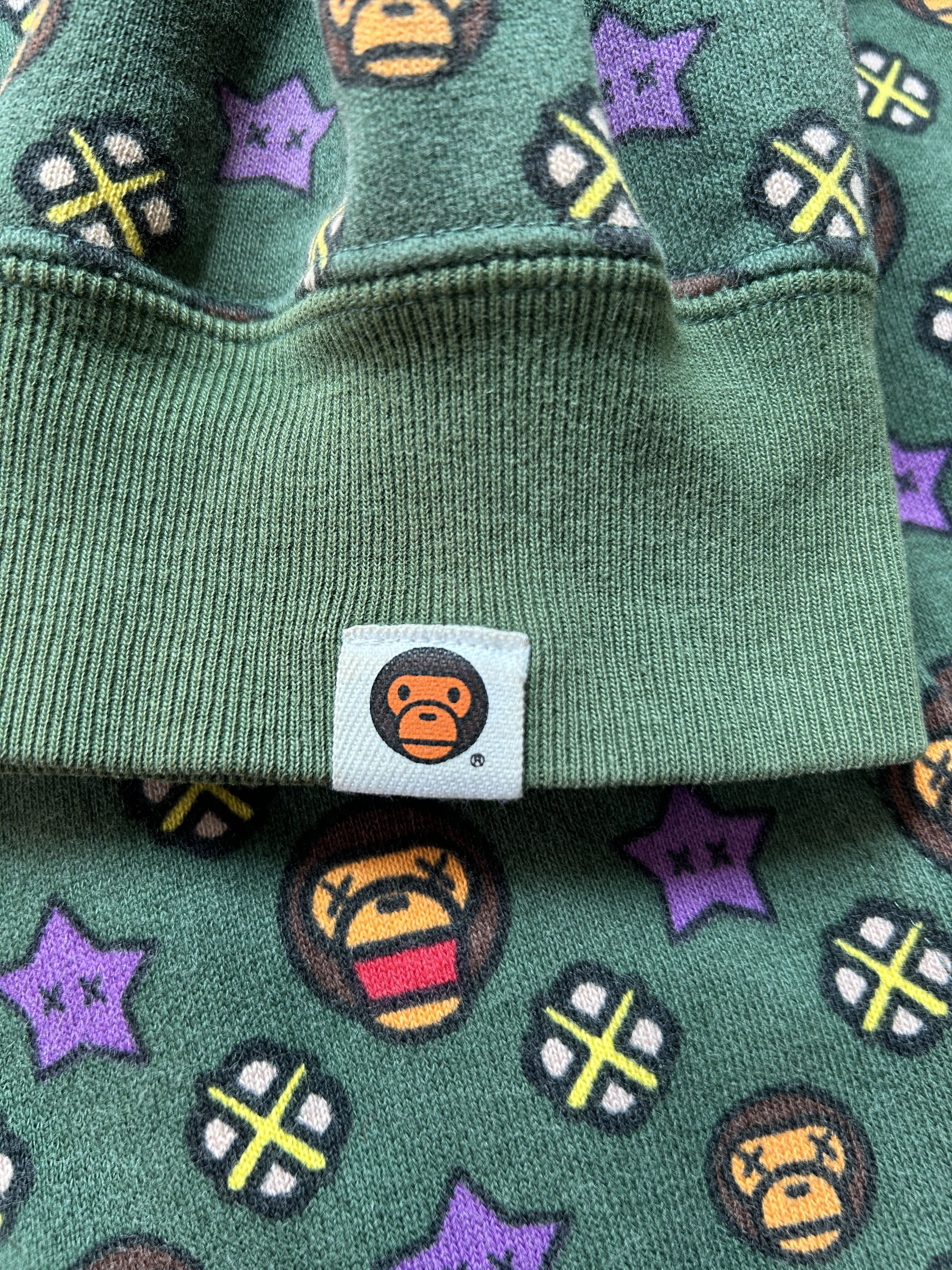 Bape 2005 Bape x Kaws Green Baby Milo Monogram Full Zip Hoodie Size US M / EU 48-50 / 2 - 3 Thumbnail