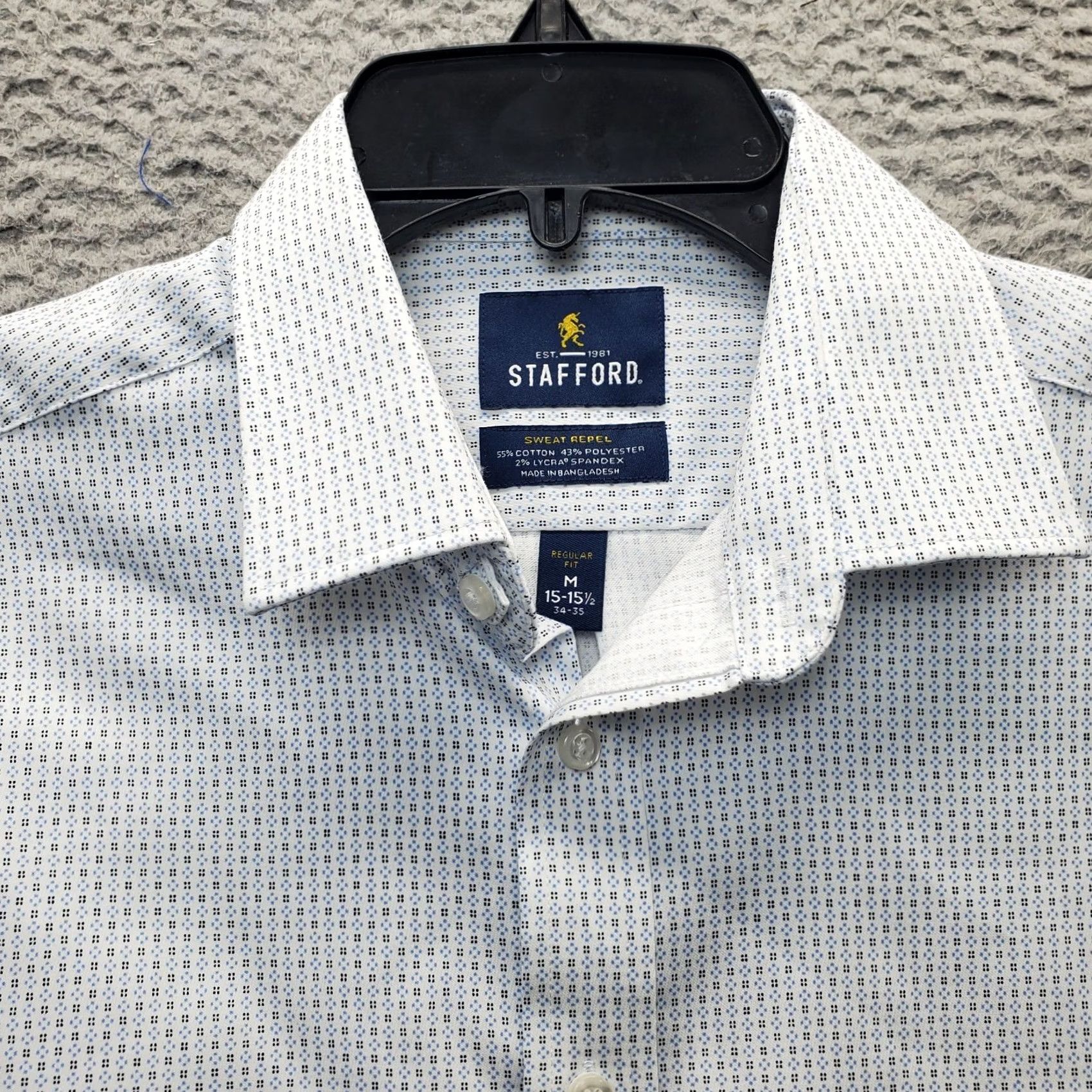 Stafford Stafford Dress Shirt Mens M Multi Regular Fit Sweat Repel Collar Button Up Size 40R - 7 Thumbnail