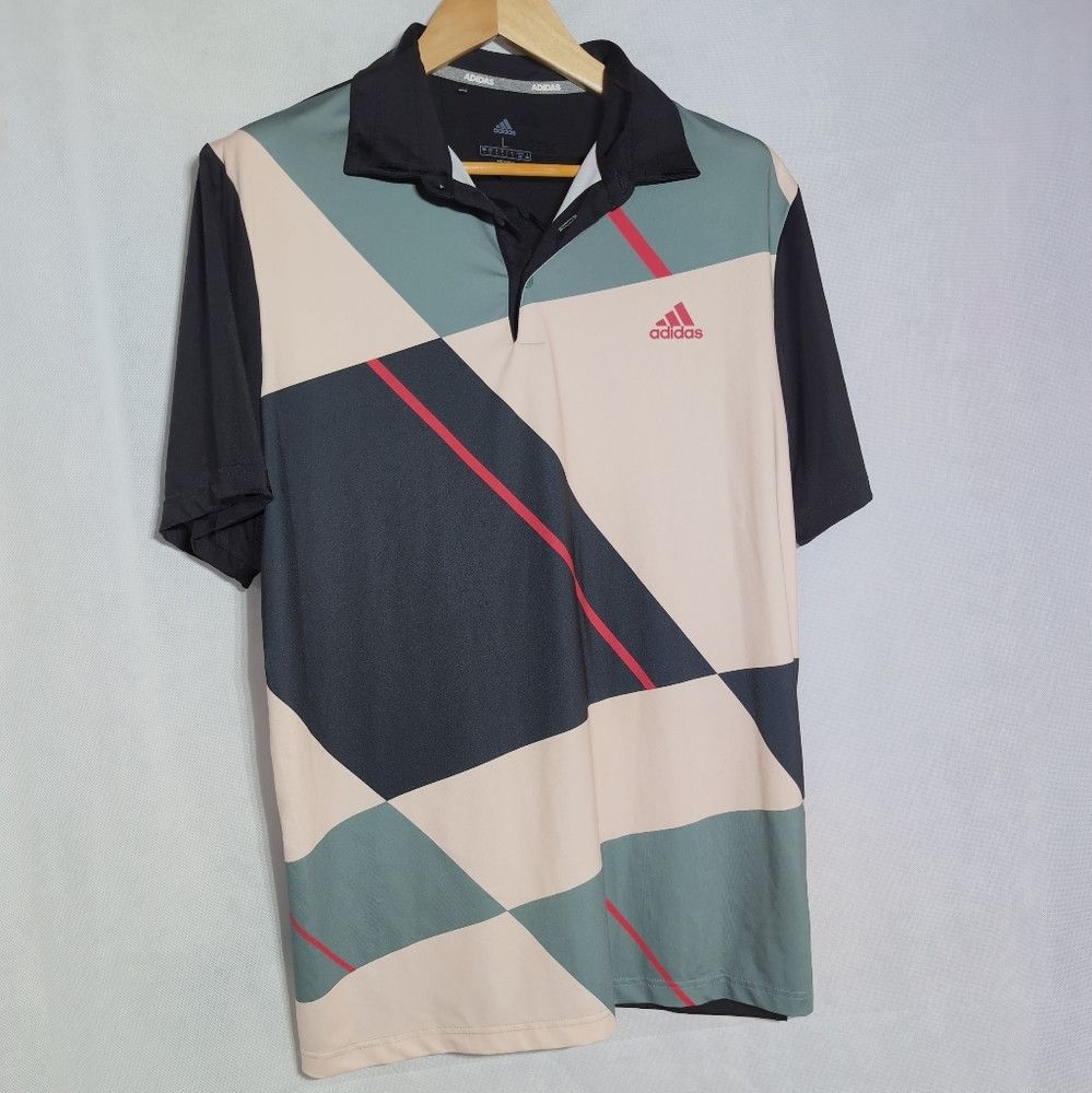 Adidas Adidas L Men's Geometric Polo Shirt - Navy, White, and Pink Size US L / EU 52-54 / 3 - 2 Thumbnail