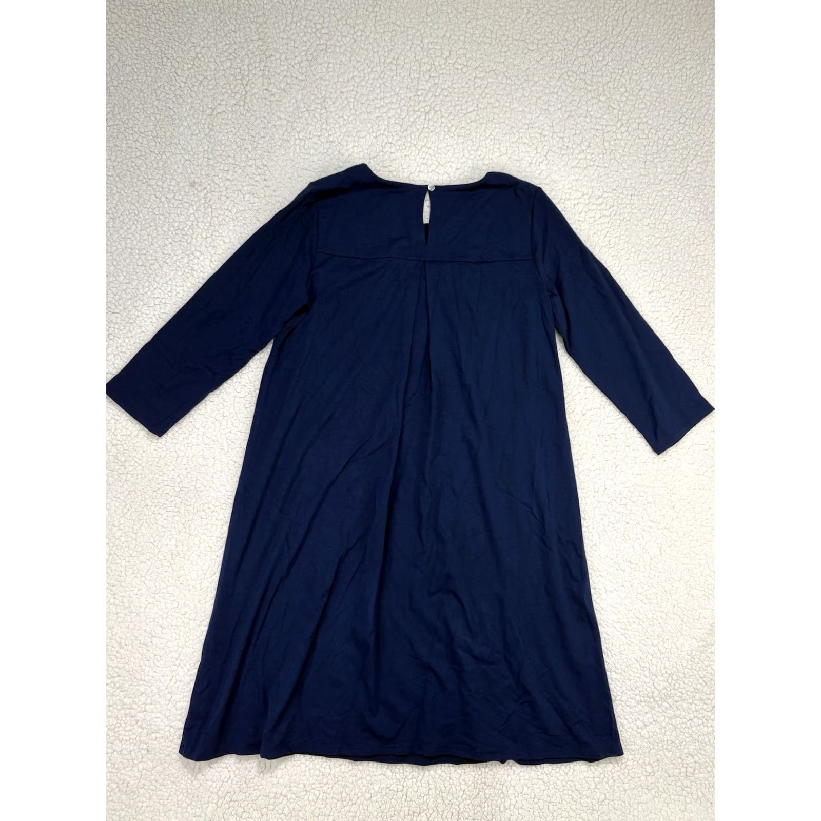 J. Jill J.Jill Dress Shift Knit Navy 3/4 Sleeve Round Neck Knee Length S Stretch Back Pleat Rayon Spandex Size S / US 4 / IT 40 - 6 Thumbnail