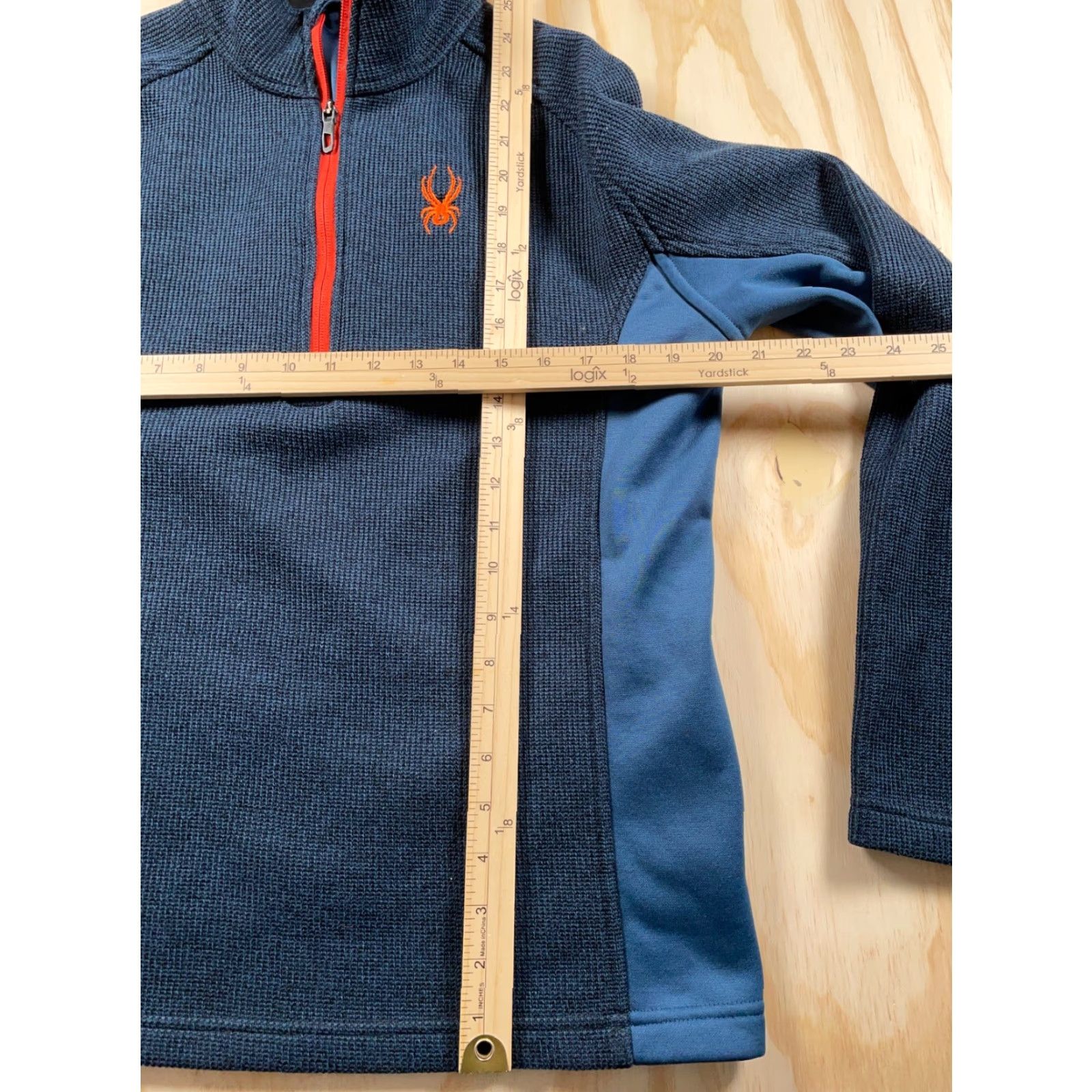 Spyder Spyder Outbound 1/4 Zip Sweater Shirt Adult Medium Dark Blue Orange Ribbed Knit Size US M / EU 48-50 / 2 - 7 Thumbnail