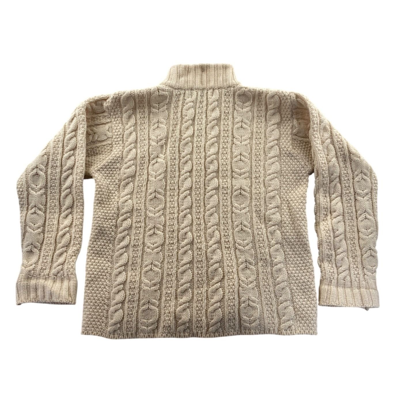 Aran Crafts Aran Crafts Women's Cardigan Sweater Medium Cream Cable Knit Size M / US 6-8 / IT 42-44 - 3 Thumbnail