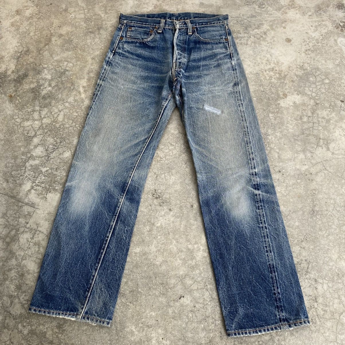 Denime Vintage 90’s Denime Faded Blue Distressed Selvedge Jeans Size US 29 - 3 Thumbnail