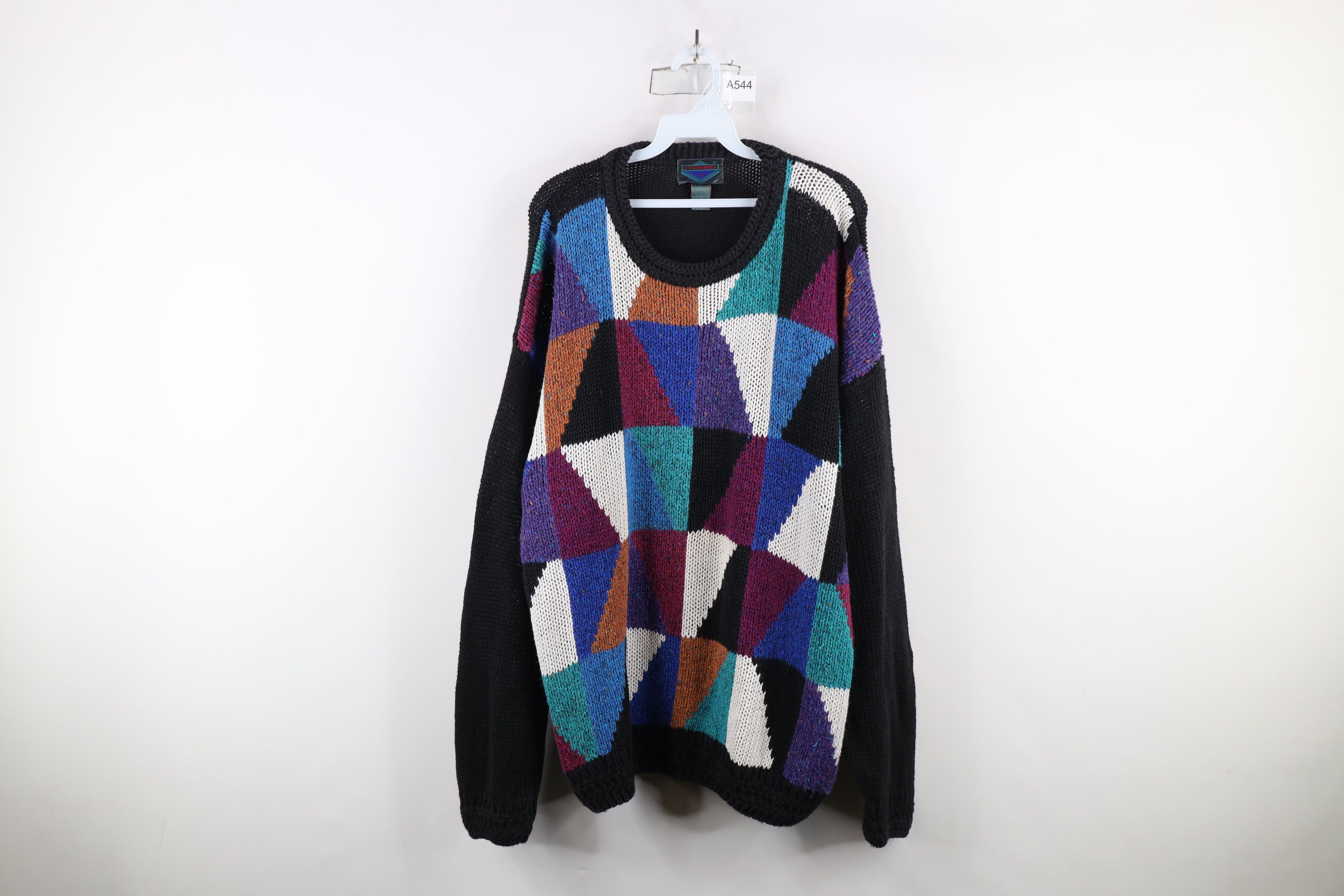Vintage Vintage 90s Coogi Rainbow Checkered Marled Knit Sweater Size US L / EU 52-54 / 3 - 1 Thumbnail