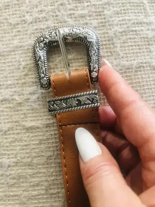 Japanese Brand Women Light Brown Retro Pin Buckle Belt Vintage Carved Belt Size ONE SIZE - 3 Thumbnail