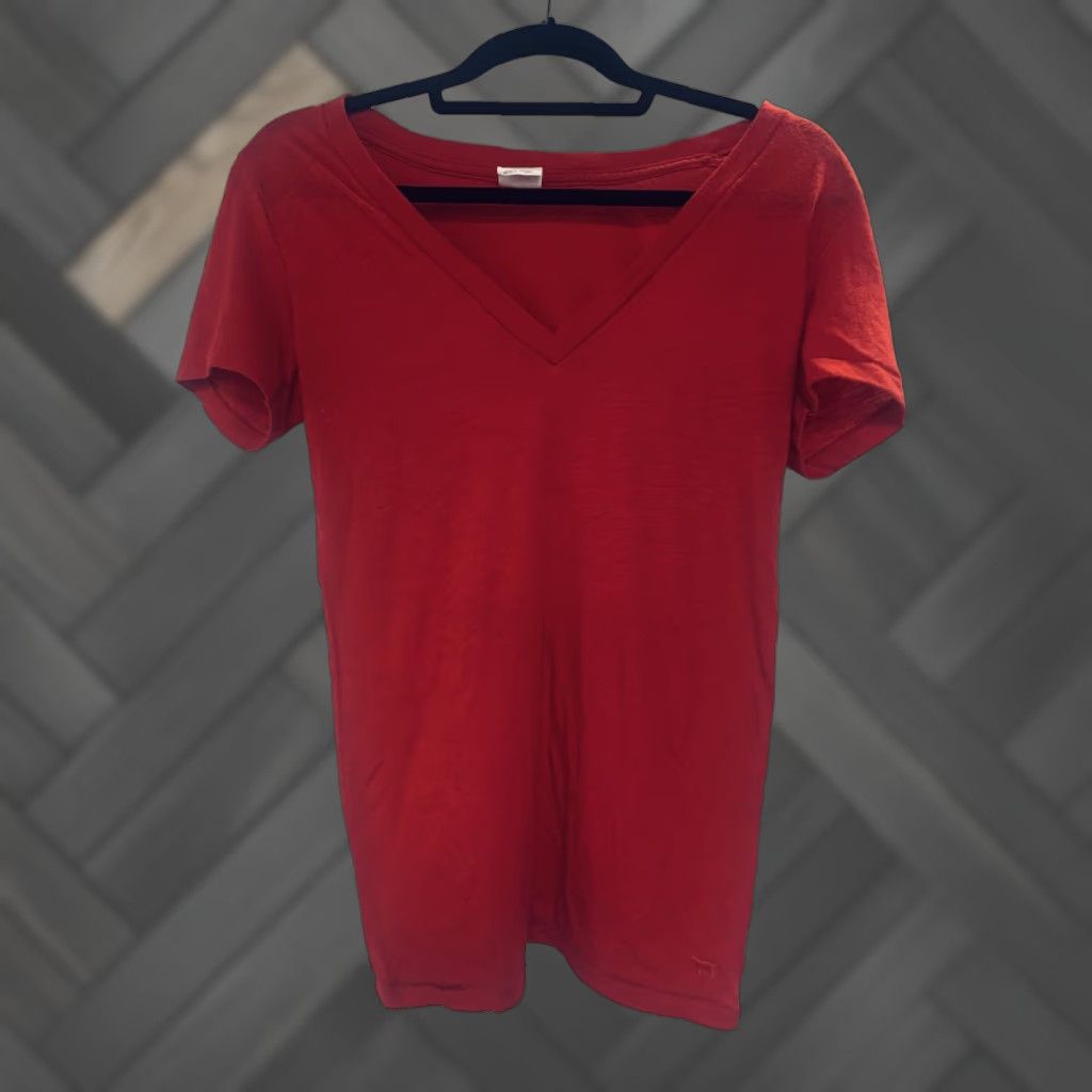 Victoria's Secret Victoria's Secret Pink T Shirt Top Womens Size S Res Solid Cotton V Neck Shirt Red Casual Short Sleeve Womens Regular Cotton Polyester Knit Size S / US 4 / IT 40 - 1 Thumbnail