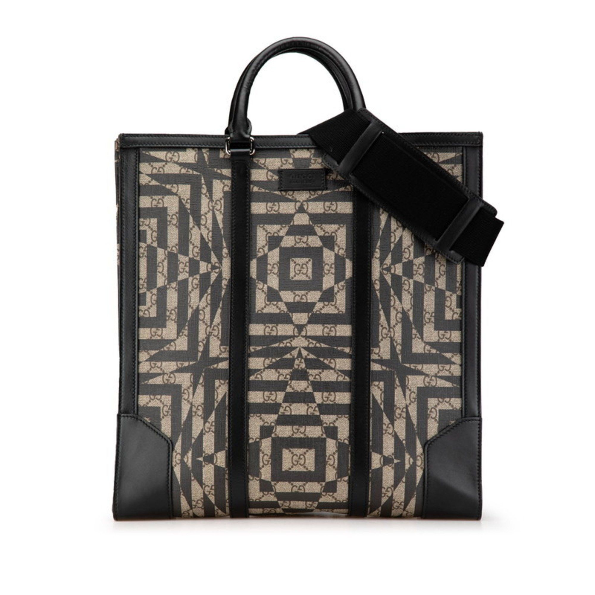 Gucci GG Kaleido Handbag Shoulder Bag 406387 Beige Black Pvc Leather Women's Gucci