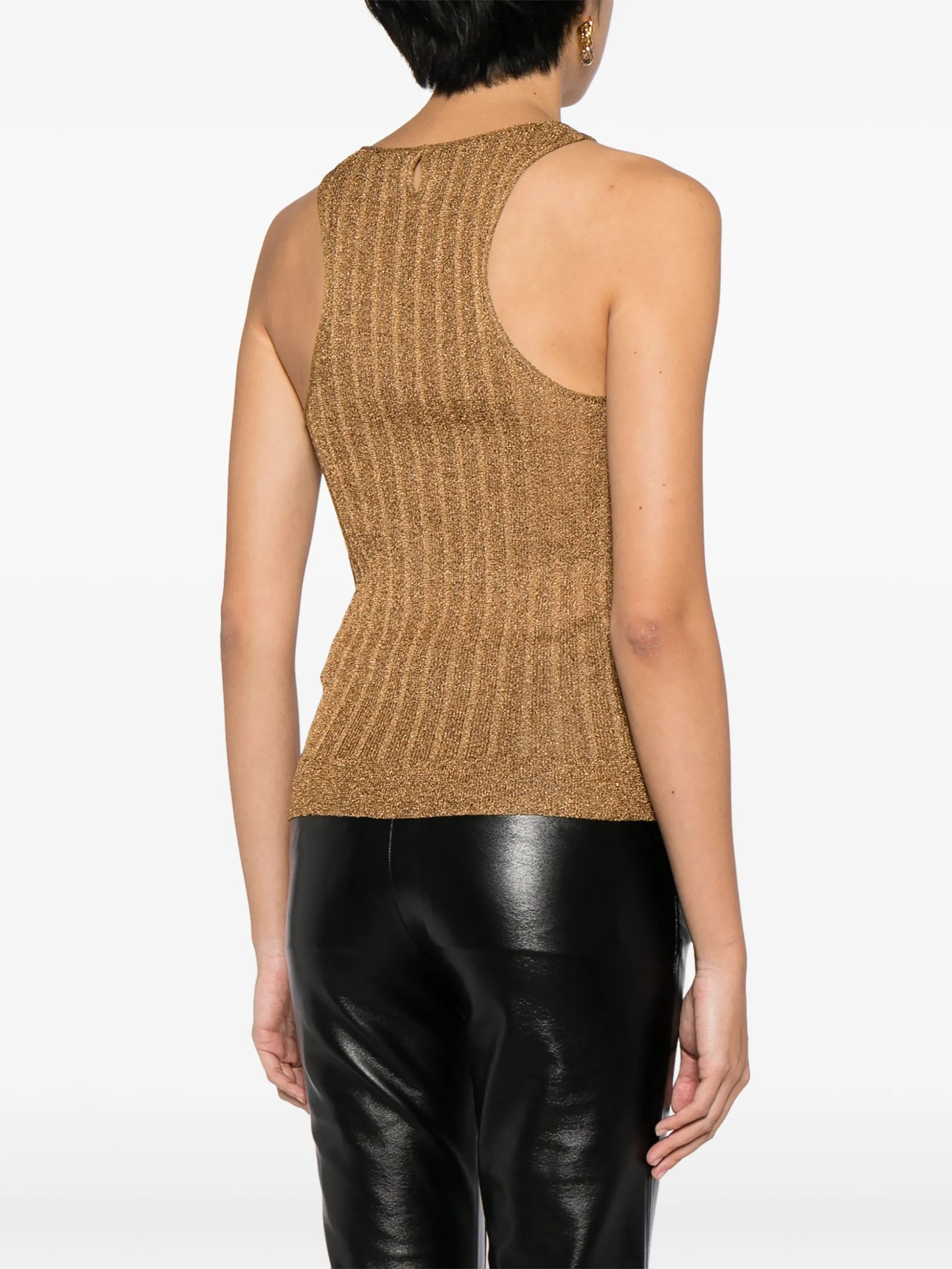 Tom Ford o1w1db10525 TSK308 Metallic Sleeveless Top in Brown Size XXS / US 00 / IT 34 - 4 Thumbnail