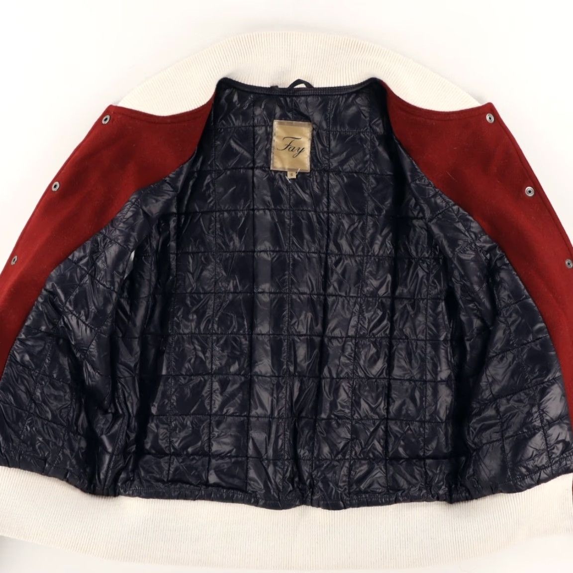 Fay Fay Baseball Wool Leather Varsity Colorblock Long Sleeve Jacket Red Women's S Shirt Size S / US 4 / IT 40 - 3 Thumbnail