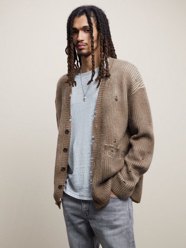 John Varvatos Destroyed Cashmere Distressed cardigan. Med Size US M / EU 48-50 / 2 - 1 Thumbnail