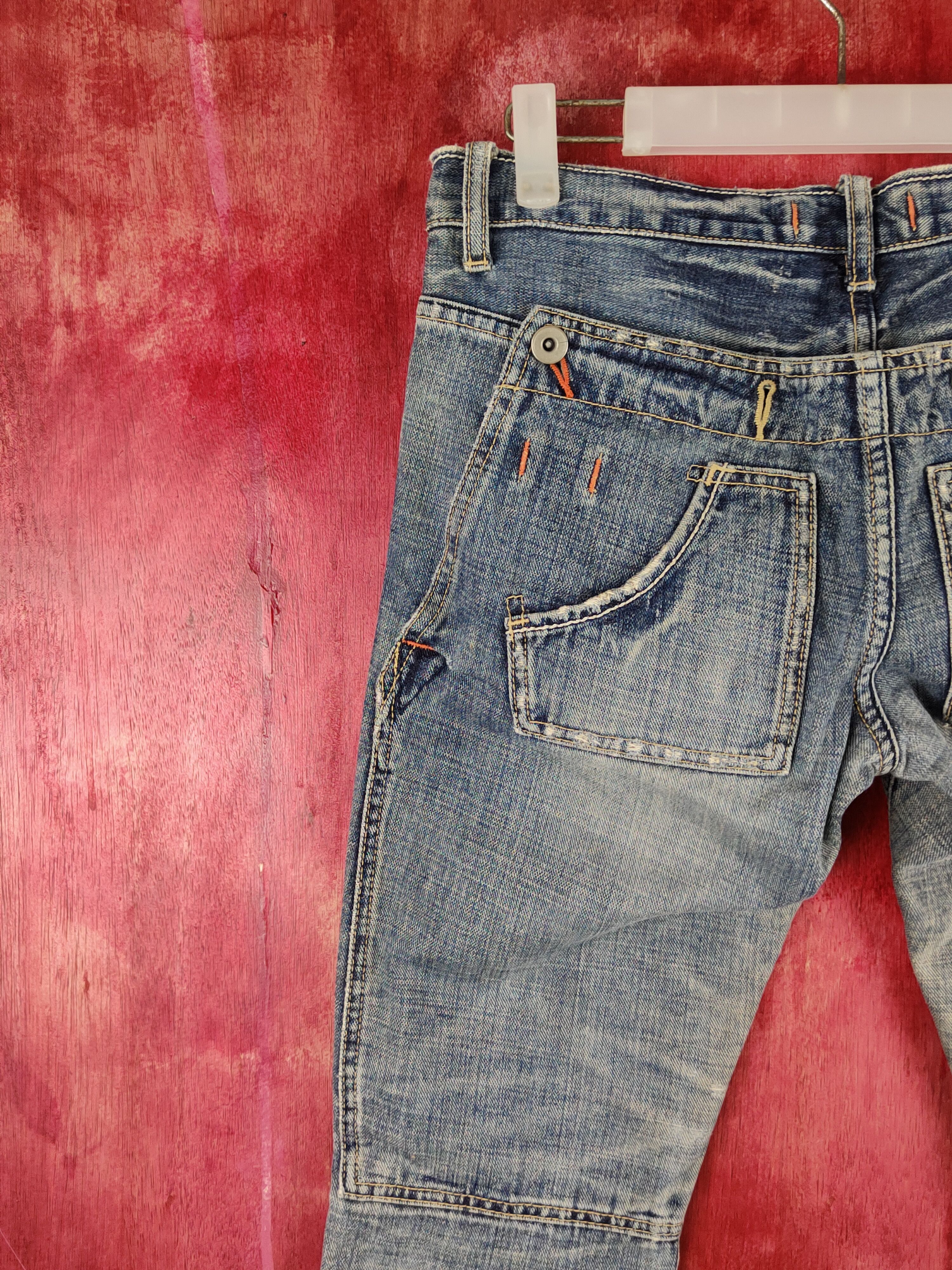 Japanese Brand DL Cubesugar Blue Faded Multipocket Denim jeans pants #S1478 Size US 31 - 2 Thumbnail