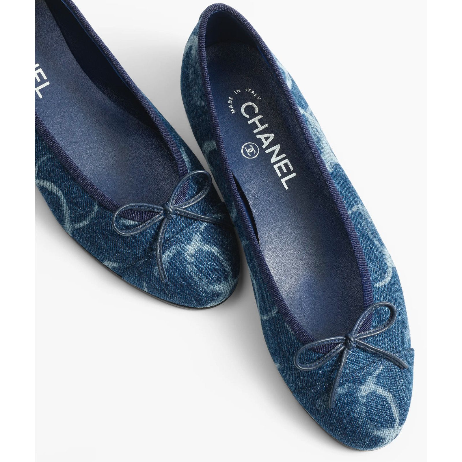 Chanel 23B Printed Denim CC Logo Bow Tie Ballet Ballerina Flat 38 Size US 8 / IT 38 - 3 Thumbnail