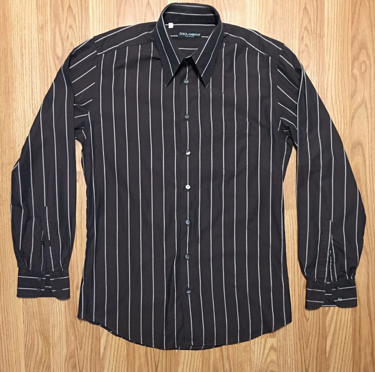 Dolce & Gabbana Dolce & Gabbana Brown Stiped Mens Shirt 16.5 / 42 Size US L / EU 52-54 / 3 - 1 Thumbnail